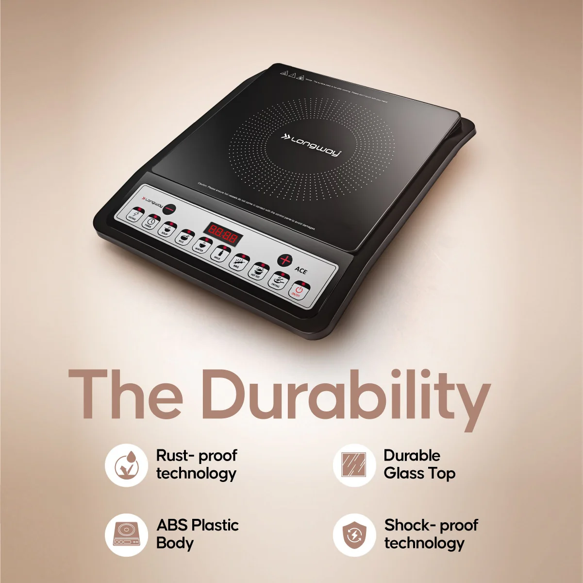 Longway Ace IC 2000 W Induction Cooktop (Black, Push Button) - Image 3