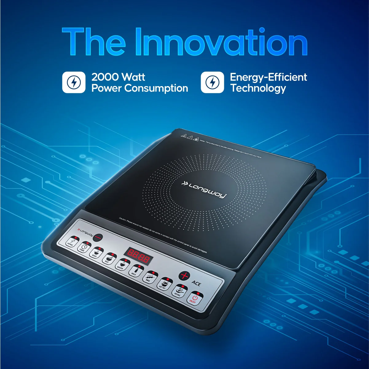 Longway Ace IC 2000 W Induction Cooktop (Black, Push Button) - Image 5