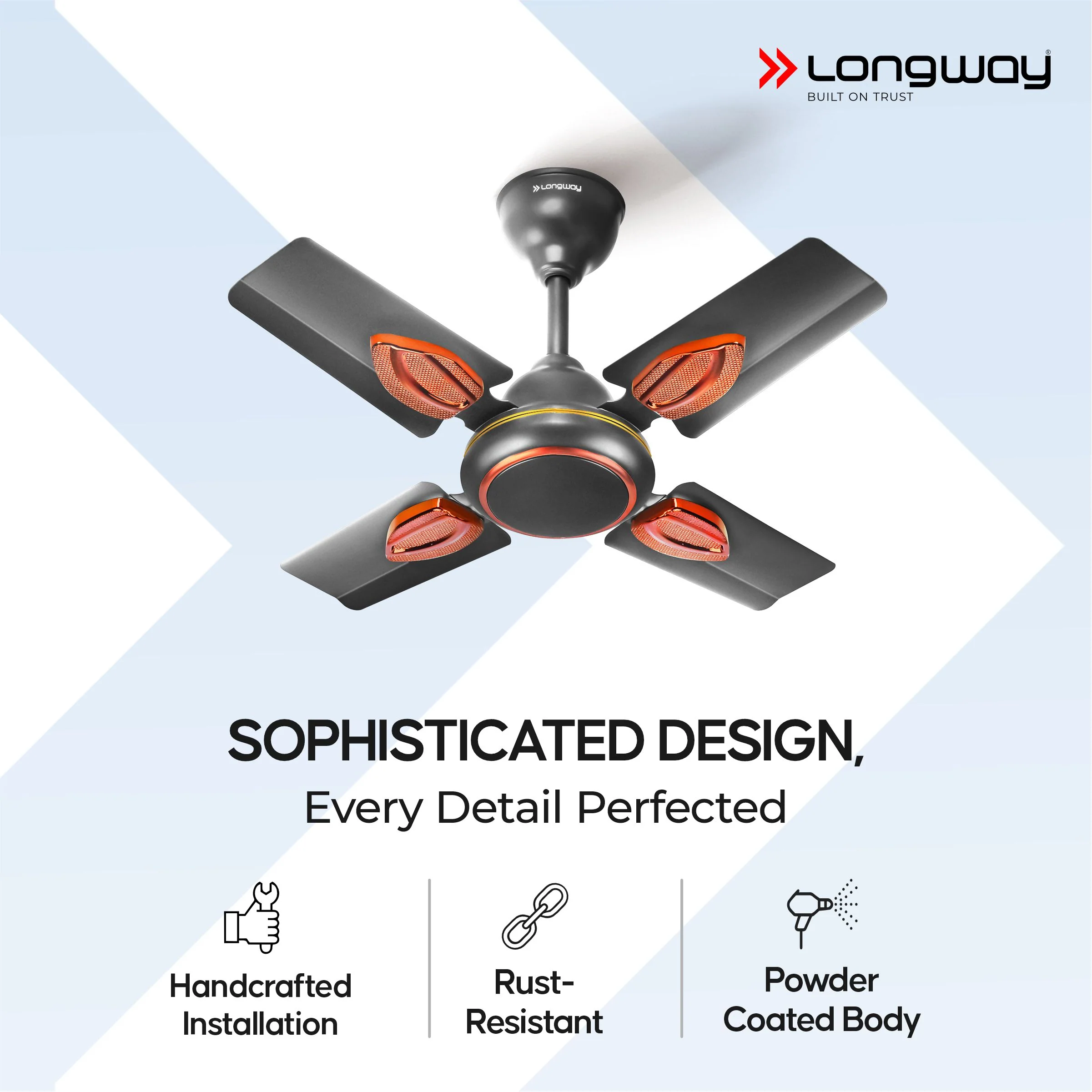 Longway Kiger P1 600 mm/24 inch Ultra High Speed 4 Blade Anti-Dust Decorative 5-Star Rated Ceiling Fan (Smoked Brown, Pack of 1) - Image 7