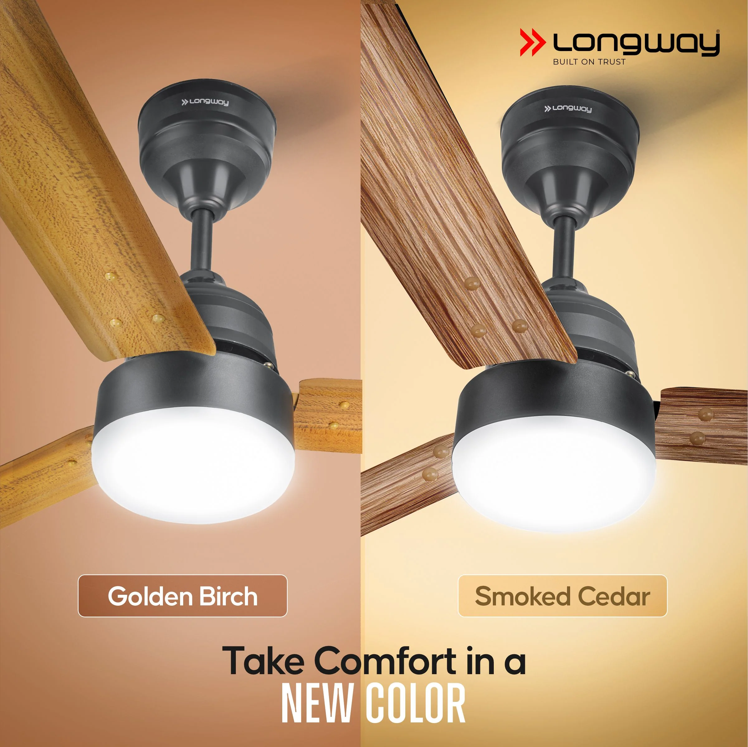 Longway Luminair Max 1200 mm BLDC Ceiling Fan with Remote Control & LED Light | BEE 5 Star Rated Energy Efficient | Ultra High Speed 3 Blade Anti-Dust Decorative Ceiling Fan | 5 Years Warranty (Golden Birch, Pack of 2) - Image 10