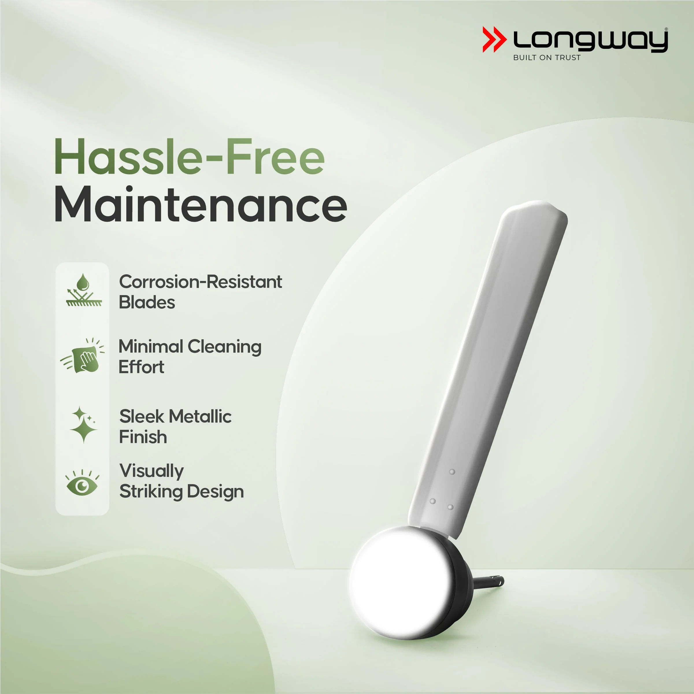 Longway Luminair 1200 mm BLDC Ceiling Fan with Remote Control & LED Light | BEE 5 Star Rated Energy Efficient | Ultra High Speed 3 Blade Anti-Dust Decorative Ceiling Fan | 5 Years Warranty (Gray, Pack of 2) - Image 6