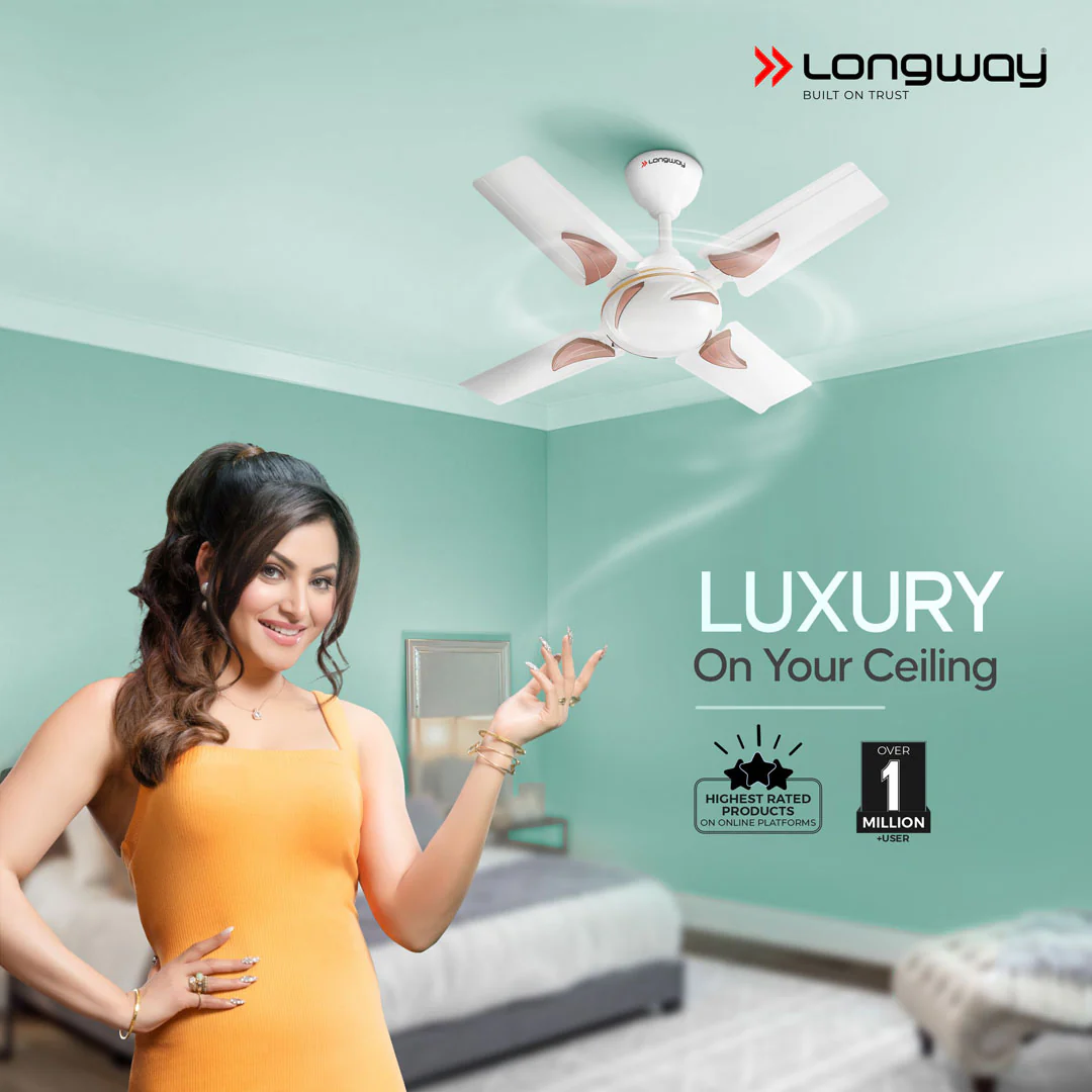 Longway Creta P1 600 mm/24 inch Ultra High Speed 4 Blade Anti-Dust Decorative Star Rated Ceiling Fan (Pack of 1) - Image 3