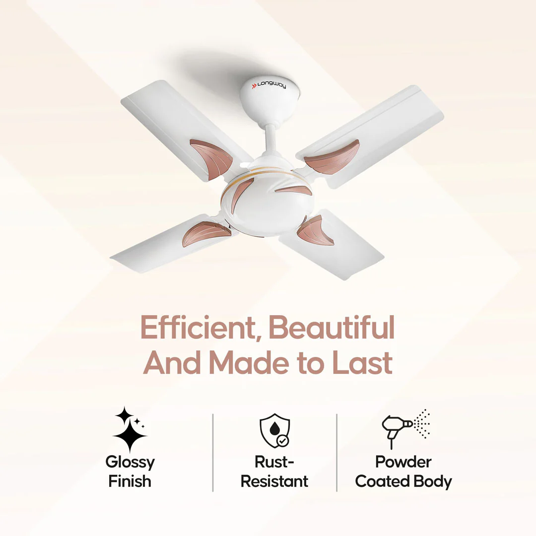 Longway Creta P1 600 mm/24 inch Ultra High Speed 4 Blade Anti-Dust Decorative Star Rated Ceiling Fan (Pack of 1) - Image 6