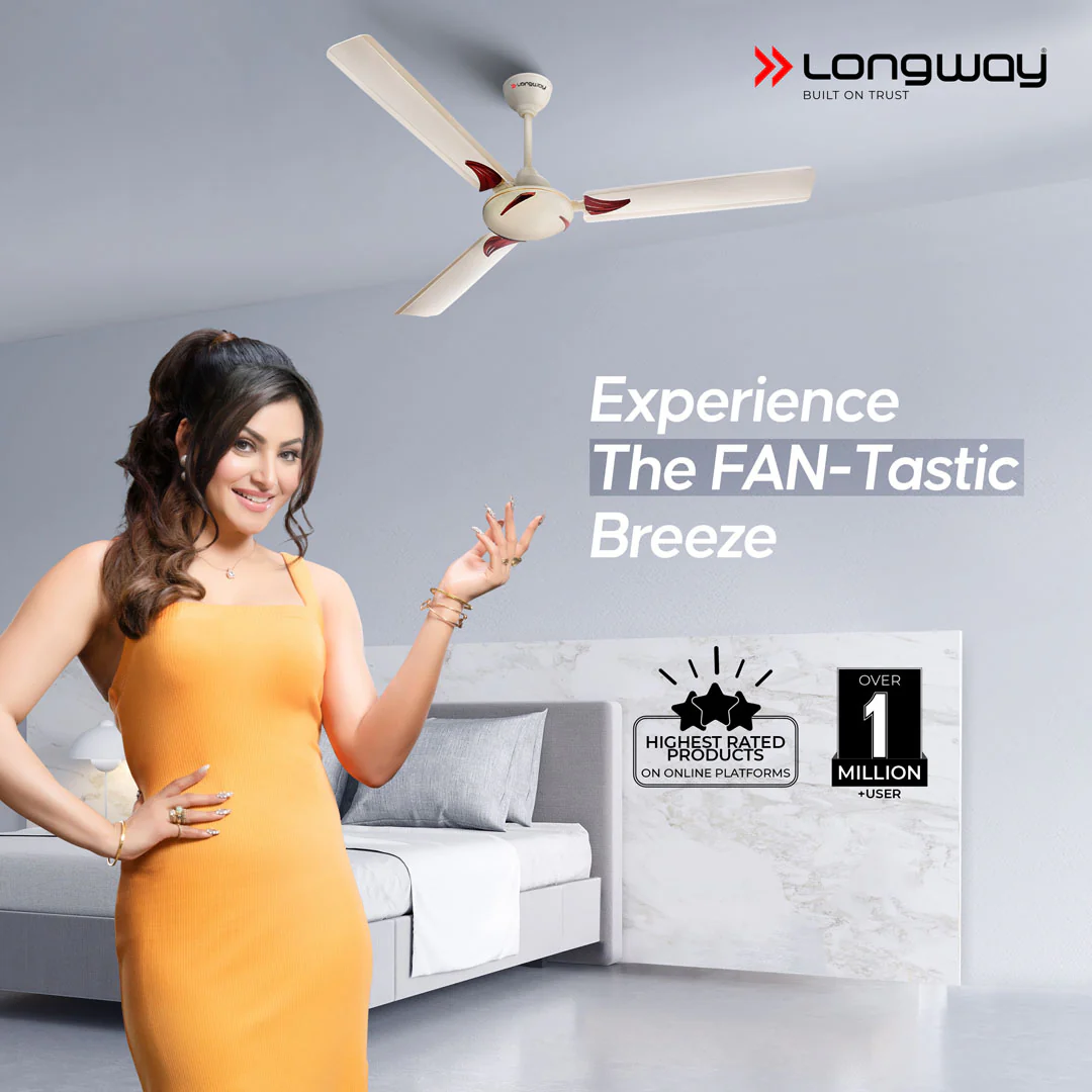 Longway Creta P1 1200 mm/48 inch Ultra High Speed 3 Blade Anti-Dust Decorative Star Rated Ceiling Fan (Pack of 1) - Image 11