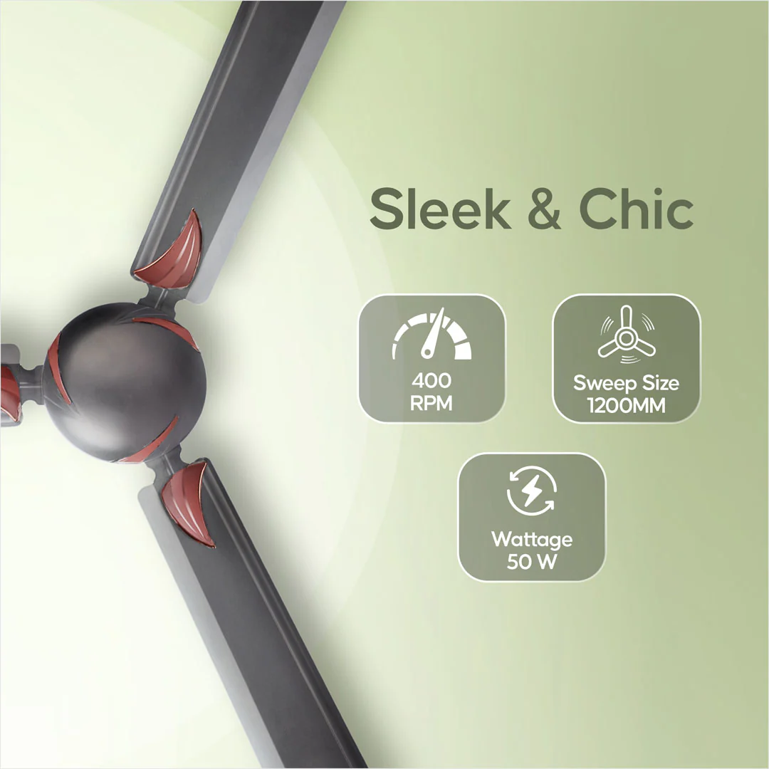 Longway Creta P1 1200 mm/48 inch Ultra High Speed 3 Blade Anti-Dust Decorative Star Rated Ceiling Fan (Pack of 1) - Image 4