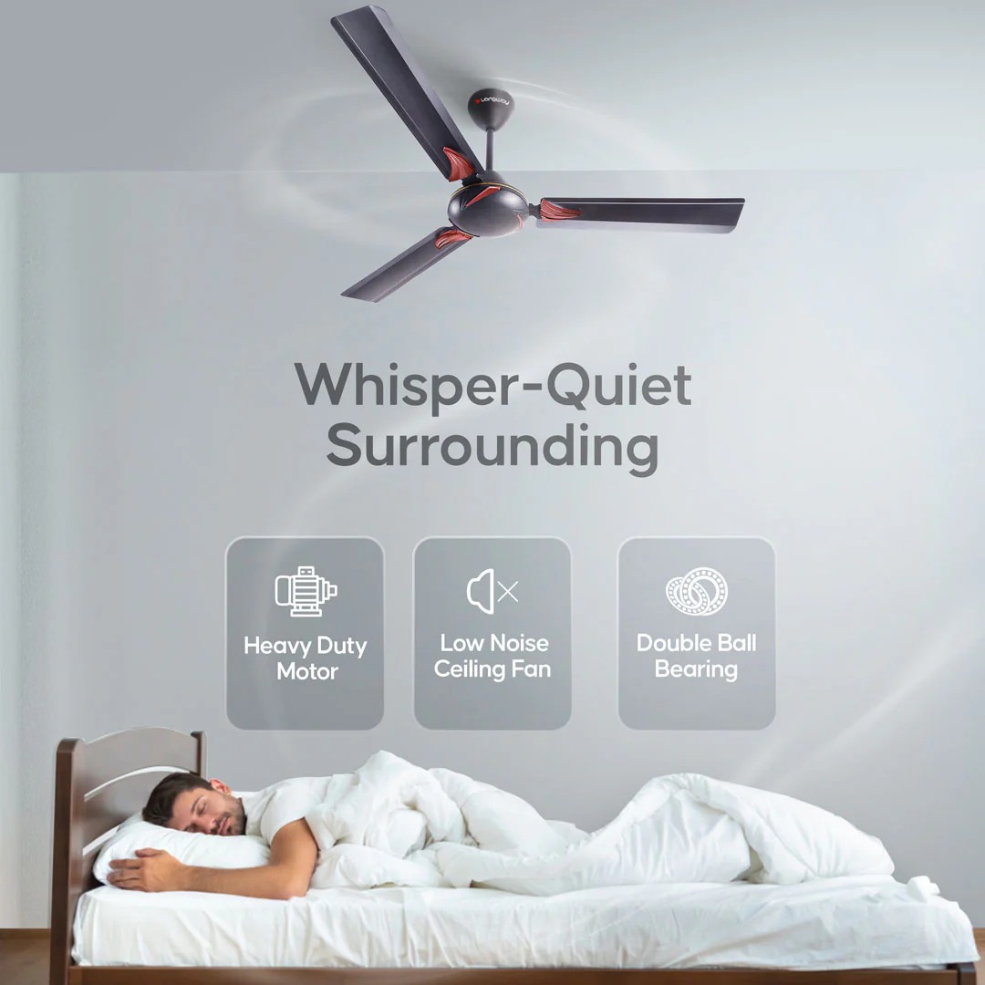 Longway Creta P1 1200 mm/48 inch Ultra High Speed 3 Blade Anti-Dust Decorative Star Rated Ceiling Fan (Pack of 1) - Image 6