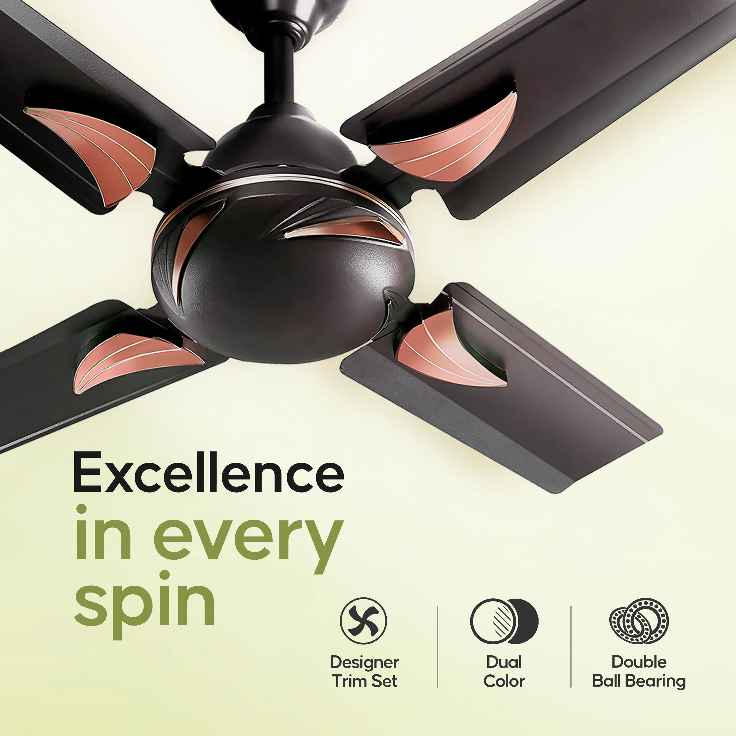 Longway Creta P1 600 mm/24 inch Ultra High Speed 4 Blade Anti-Dust Decorative Star Rated Ceiling Fan (Smoked Brown, Pack of 1) - Image 3