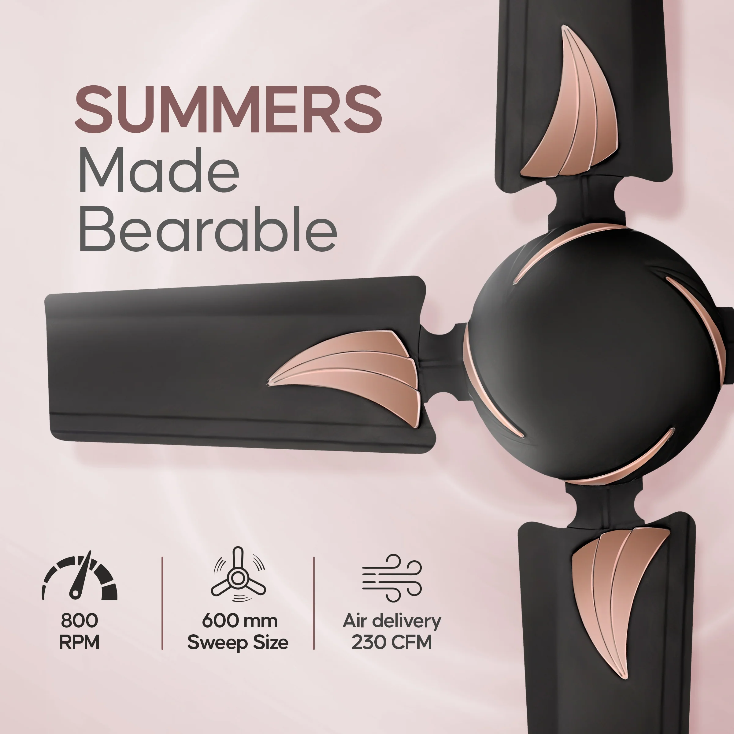 Longway Creta P1 600 mm/24 inch Ultra High Speed 4 Blade Anti-Dust Decorative Star Rated Ceiling Fan (Smoked Brown, Pack of 1) - Image 4