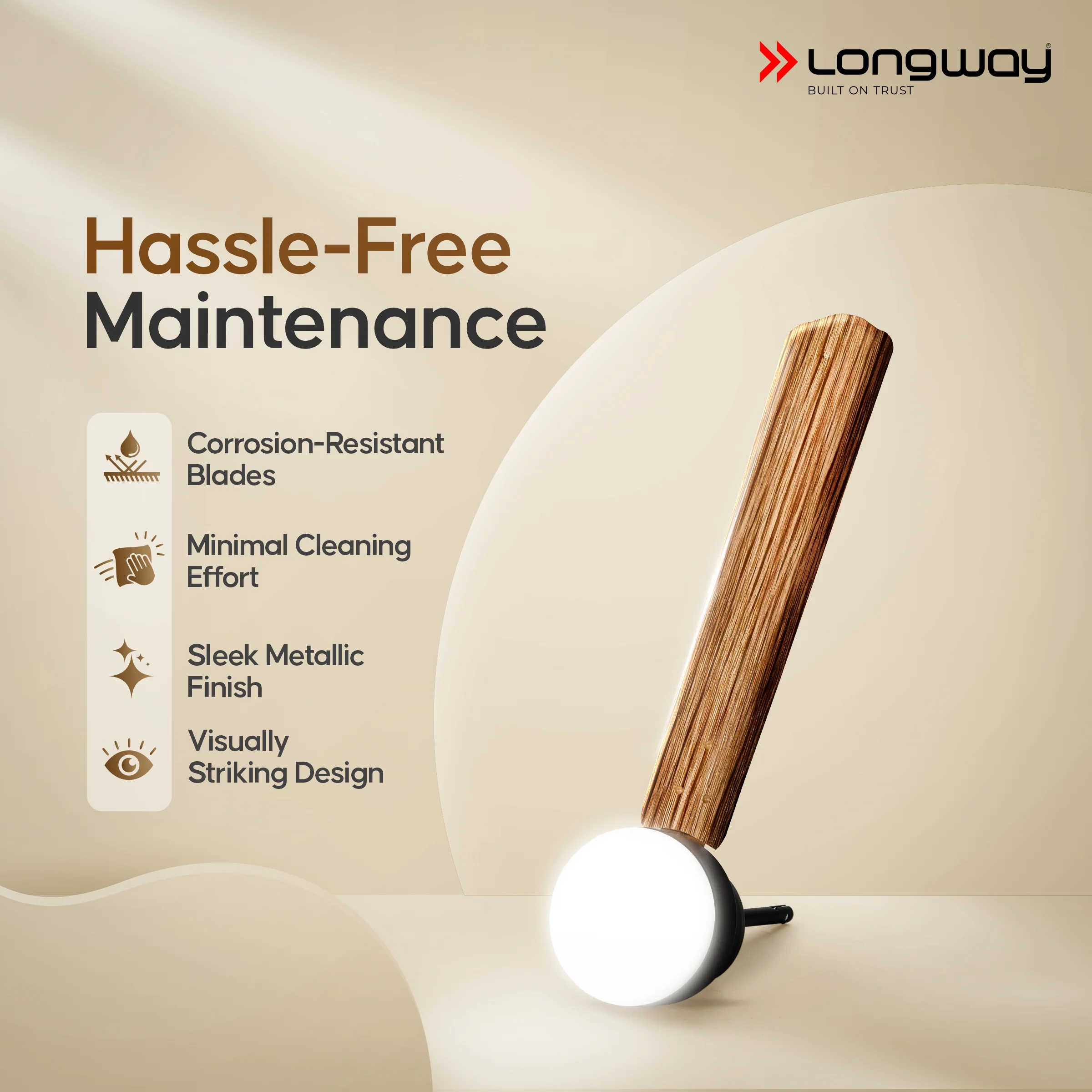 Longway Luminair Max 1200 mm BLDC Ceiling Fan with Remote Control & LED Light | BEE 5 Star Rated Energy Efficient | Ultra High Speed 6 Blade Anti-Dust Decorative Ceiling Fan | 5 Years Warranty (Smoked Cedar, Pack of 1) - Image 6