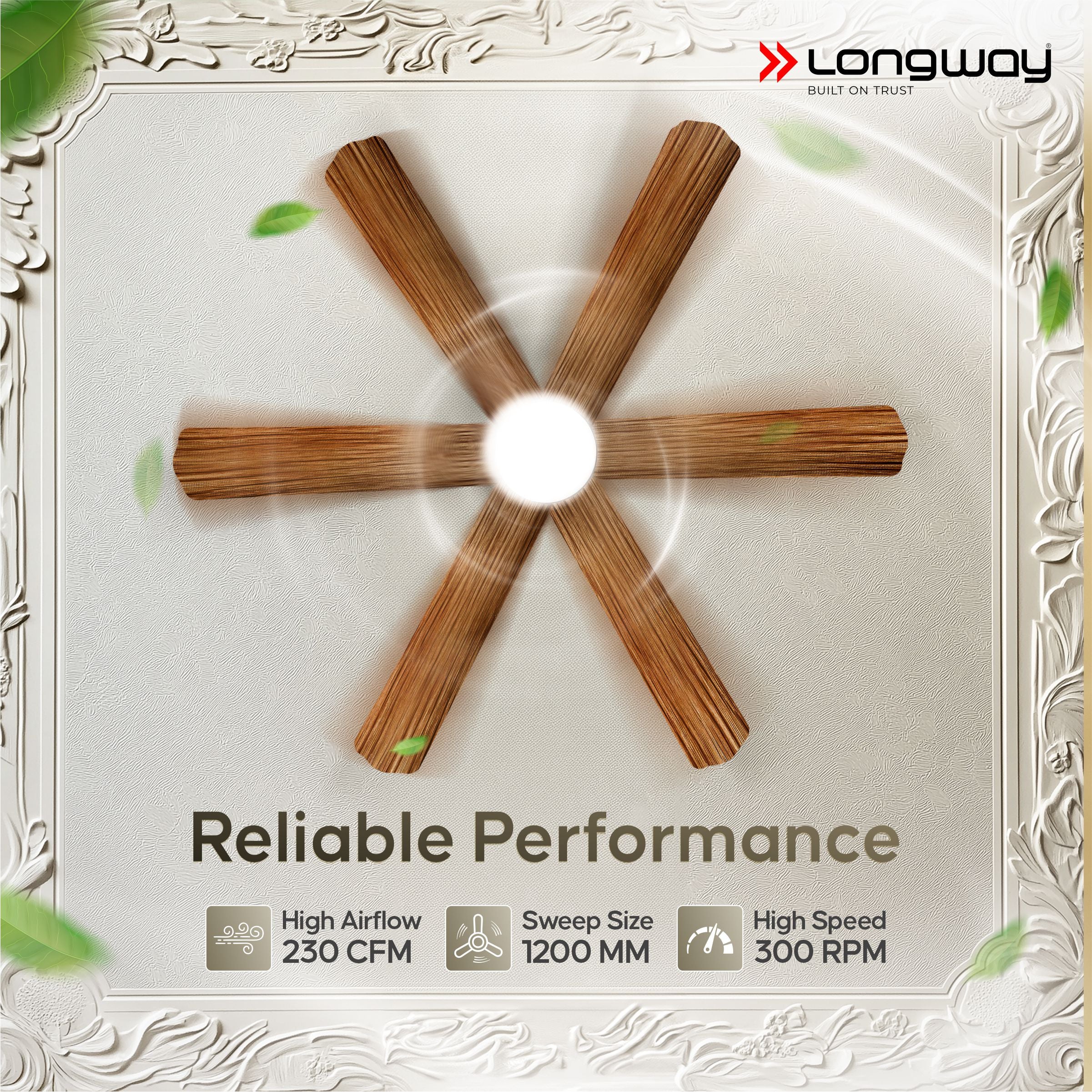 Longway Luminair Max 1200 mm BLDC Ceiling Fan with Remote Control & LED Light | BEE 5 Star Rated Energy Efficient | Ultra High Speed 6 Blade Anti-Dust Decorative Ceiling Fan | 5 Years Warranty (Smoked Cedar, Pack of 1) - Image 7