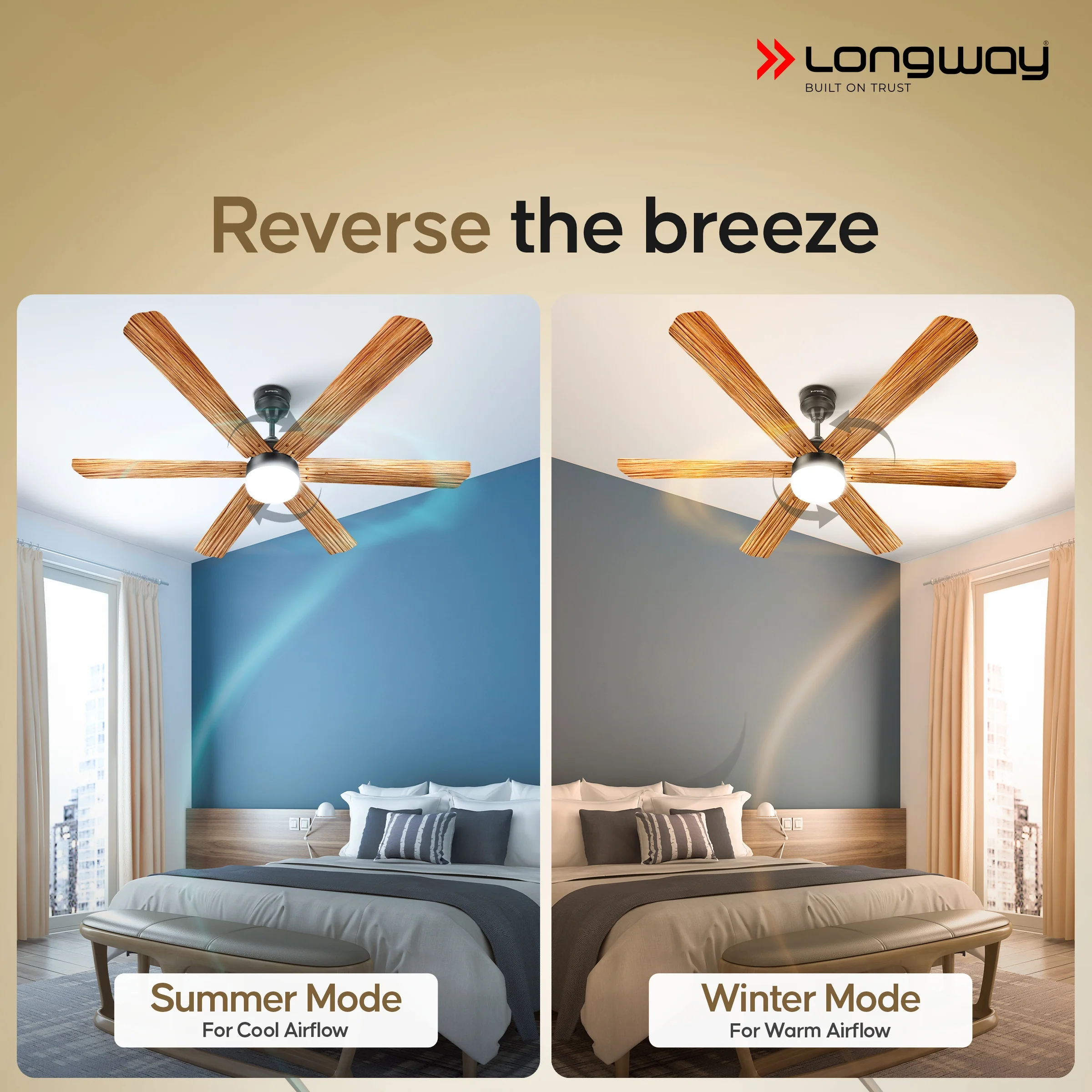 Longway Luminair Max 1200 mm BLDC Ceiling Fan with Remote Control & LED Light | BEE 5 Star Rated Energy Efficient | Ultra High Speed 6 Blade Anti-Dust Decorative Ceiling Fan | 5 Years Warranty (Smoked Cedar, Pack of 1) - Image 9