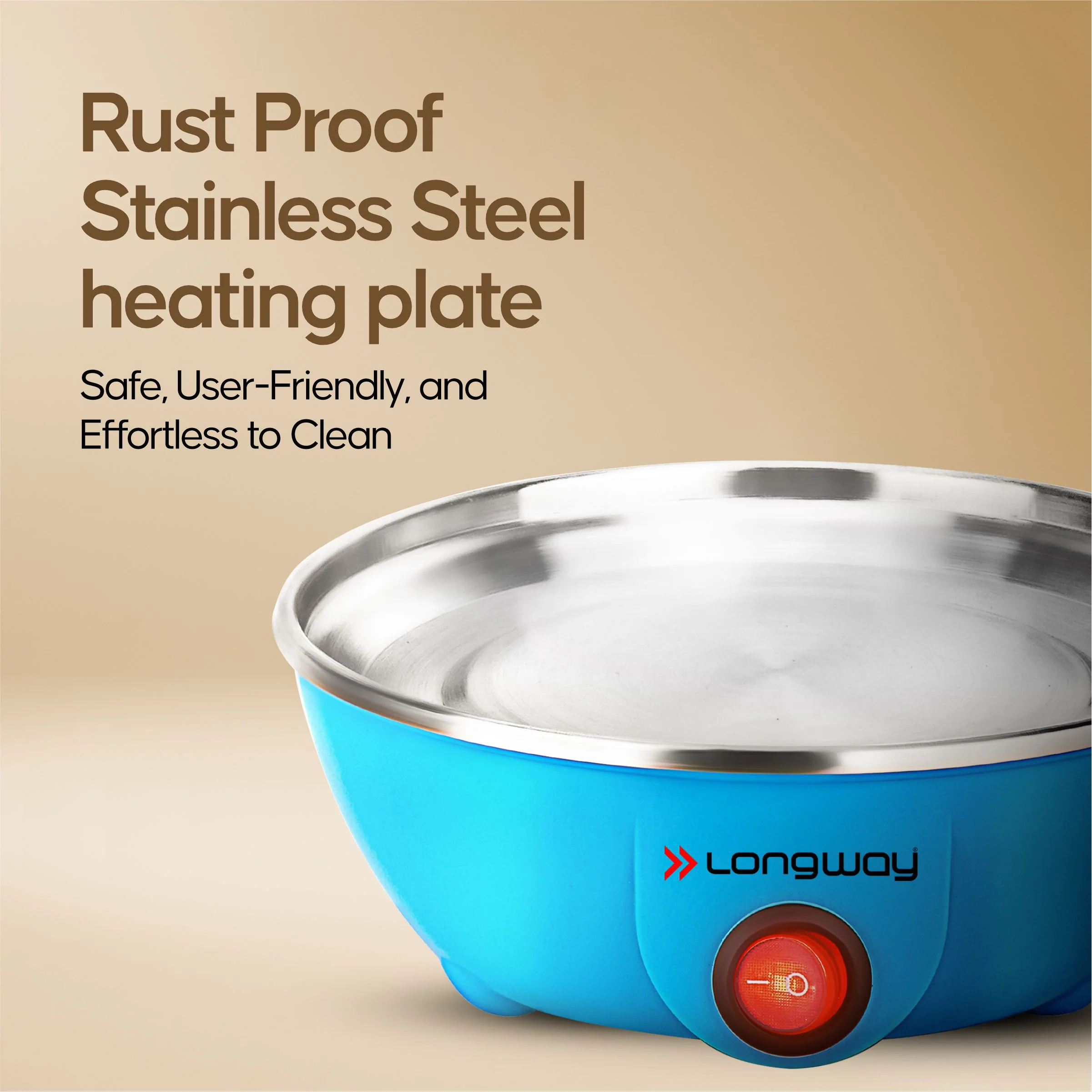 Longway Eggo 350 Watt Egg Boiler/Cooker for Steaming, Cooking & Boiling (Blue, 14 Eggs) - Image 6