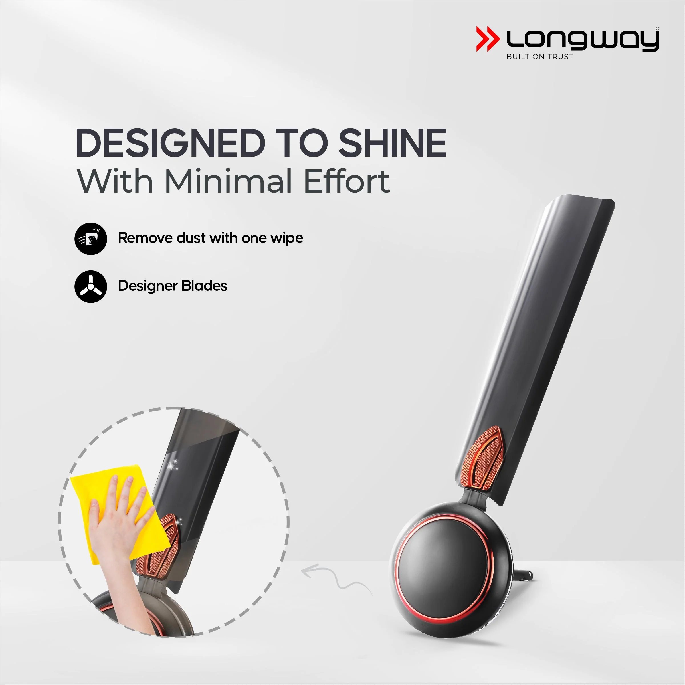 Longway Kiger P1 1200 mm/48 inch Ultra High Speed 3 Blade Anti-Dust Decorative Star Rated Ceiling Fan (Smoked Brown, Pack of 1) - Image 5