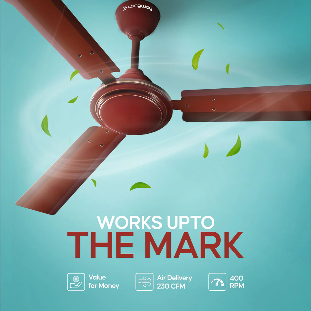 Longway Nexa P1 1200 mm/48 inch Ultra High Speed 3 Blade Anti-Dust Decorative Star Rated Ceiling Fan (Pack of 1) - Image 4