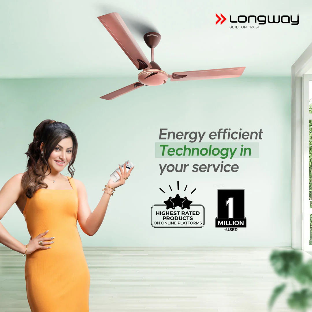 Longway Creta P2 1200 mm/48 inch Remote Controlled 3 Blade Anti-Dust Decorative Star Rated Ceiling Fan (Pack of 2) - Image 12