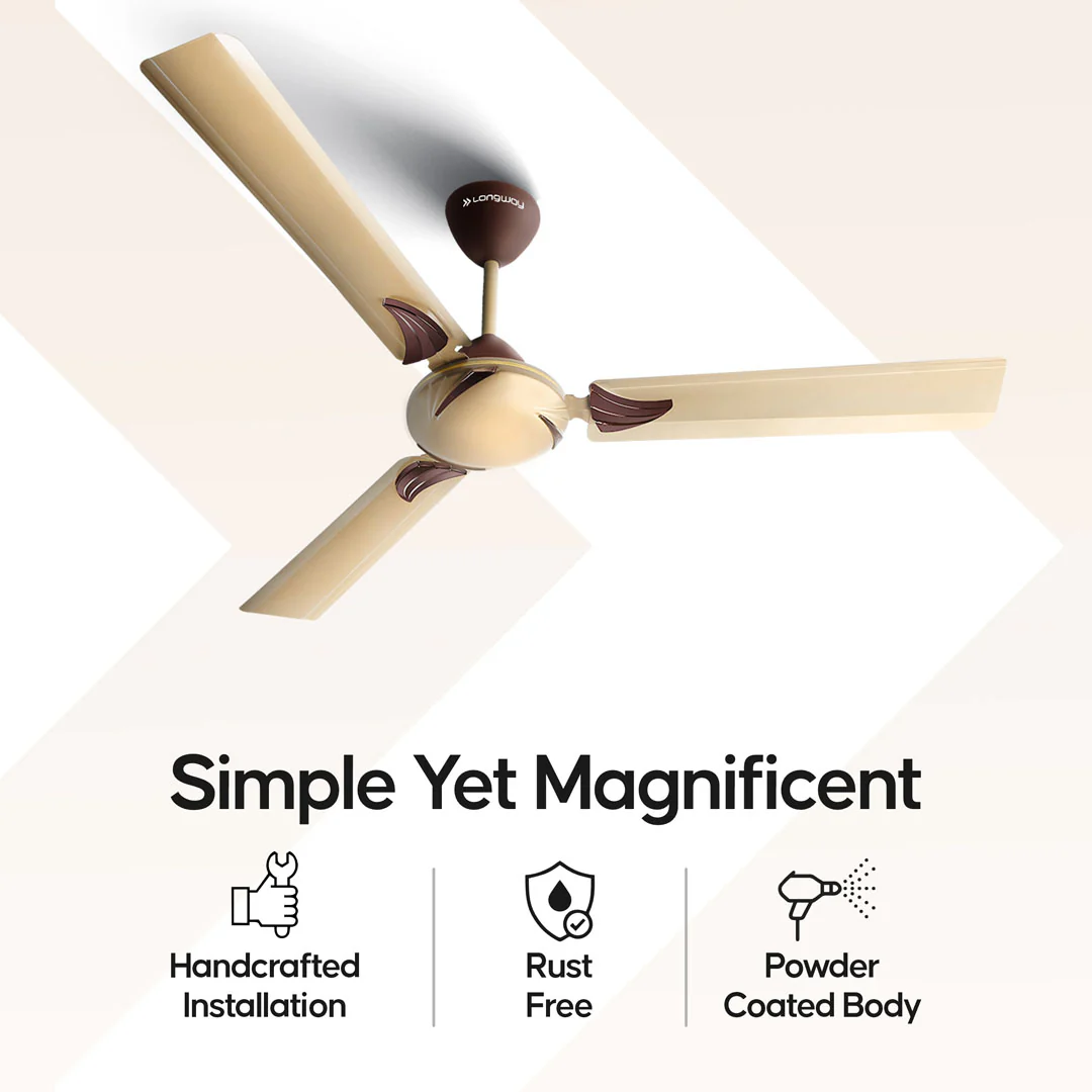 Longway Creta P2 1200 mm/48 inch Remote Controlled 3 Blade Anti-Dust Decorative Star Rated Ceiling Fan (Pack of 2) - Image 7