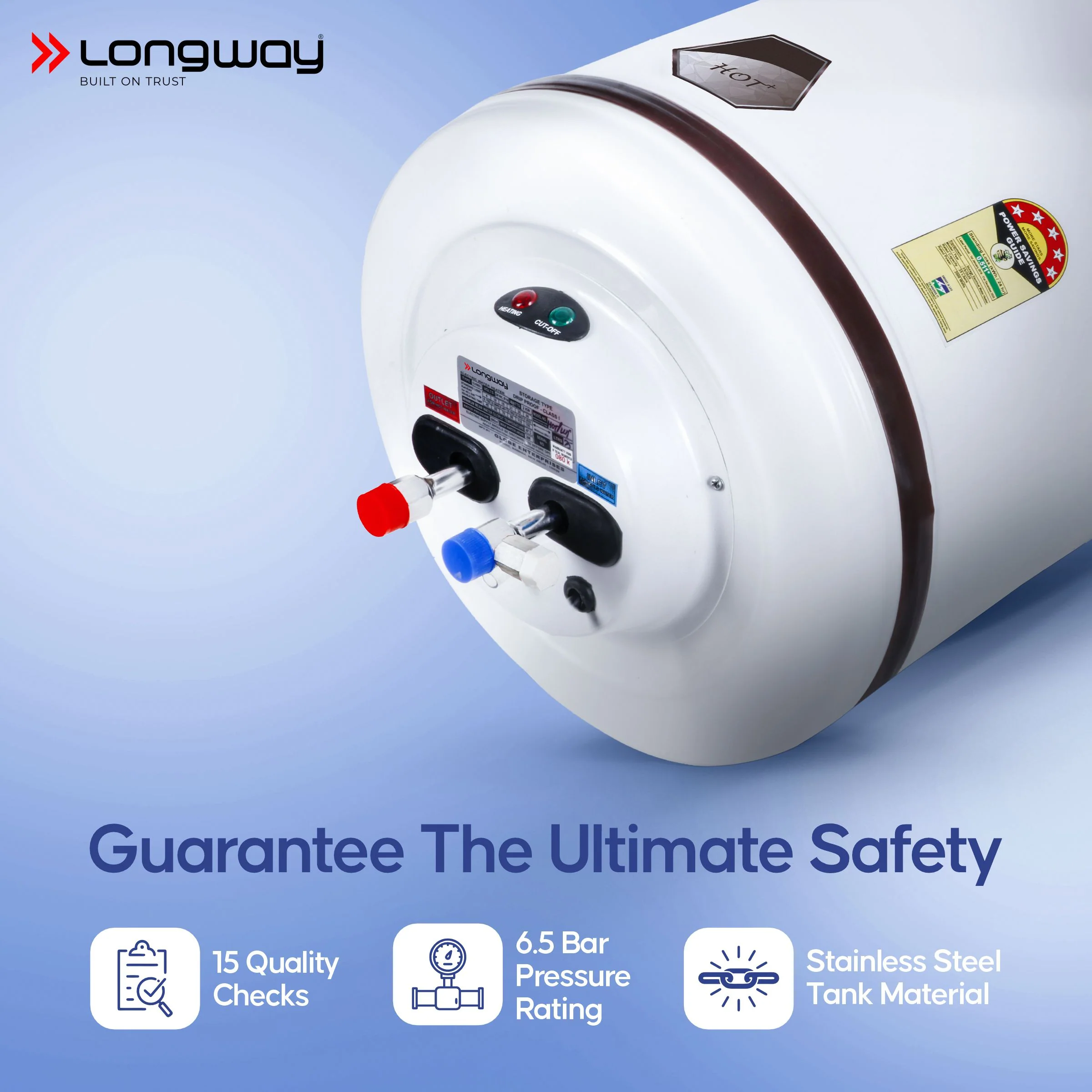 Longway Hotplus 35 Ltr 5 Star Rated Automatic Storage Water for Home, Water Geyser, Water Heater, Electric Geyser with Multiple Safety System & Anti-Rust Coating | 5-Years Warranty on Tank | (Ivory, 35 Ltr) - Image 4