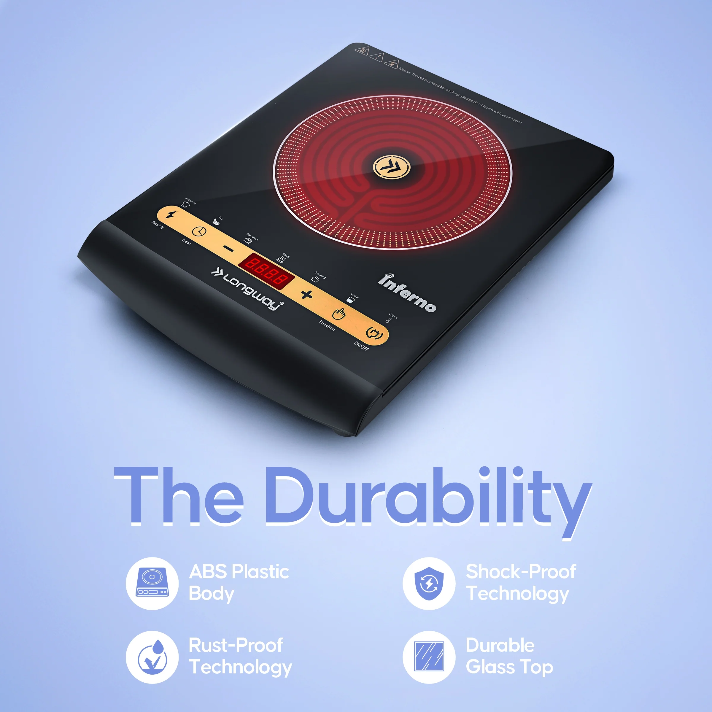 Longway Inferno ICT 2000 W Infra-Red Induction Cooktop For All Type of Utensils  (Black, Touch Control) - Image 3