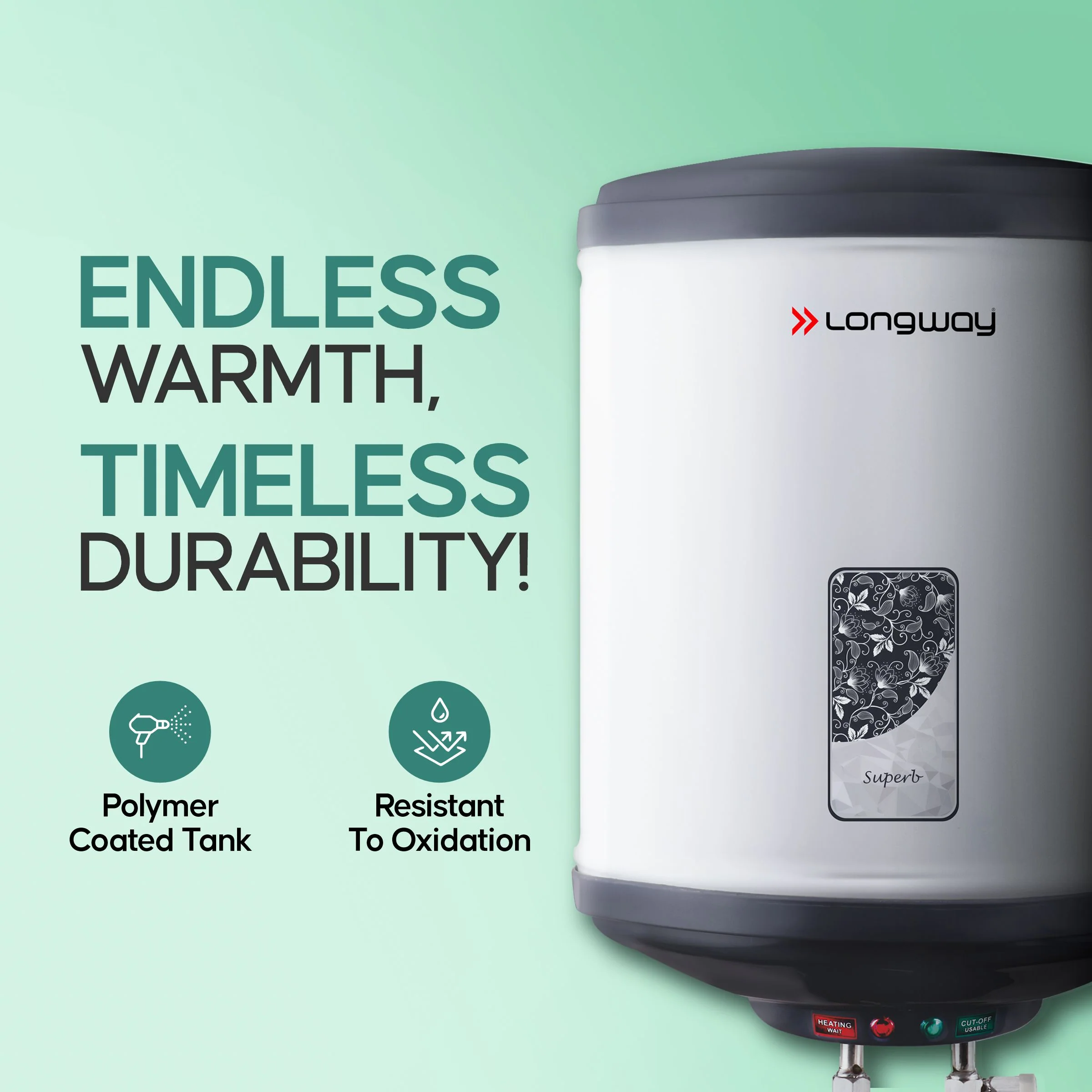 Longway Superb 25 Ltr 5 Star Rated Automatic Storage Water for Home, Water Geyser, Water Heater, Electric Geyser with Multiple Safety System & Anti-Rust Coating | 5-Years Warranty on Tank | (Gray, 25 Ltr) - Image 3