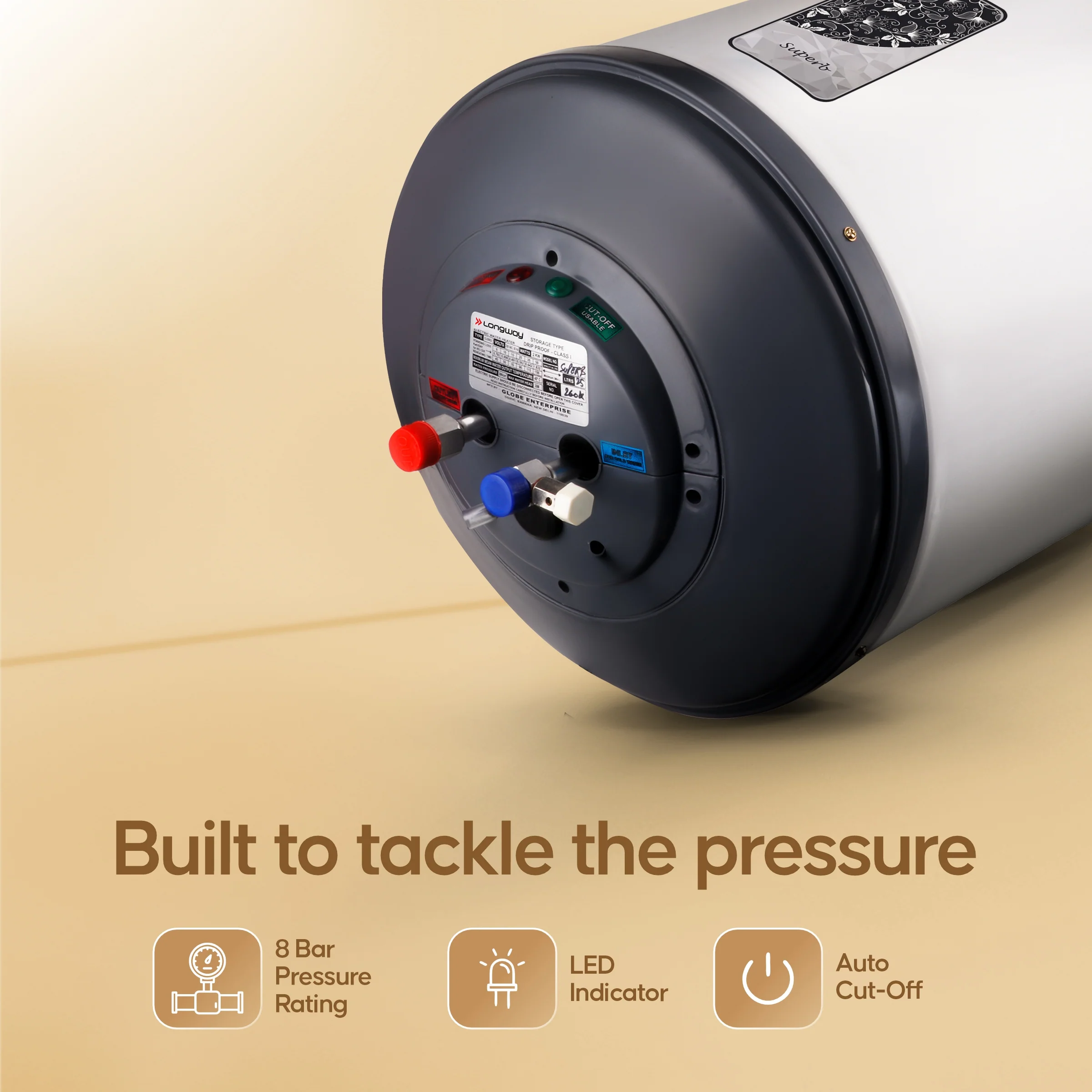 Longway Superb 35 Ltr 5 Star Rated Automatic Storage Water for Home, Water Geyser, Water Heater, Electric Geyser with Multiple Safety System & Anti-Rust Coating | 5-Years Warranty on Tank | (Gray, 35 Ltr) - Image 4