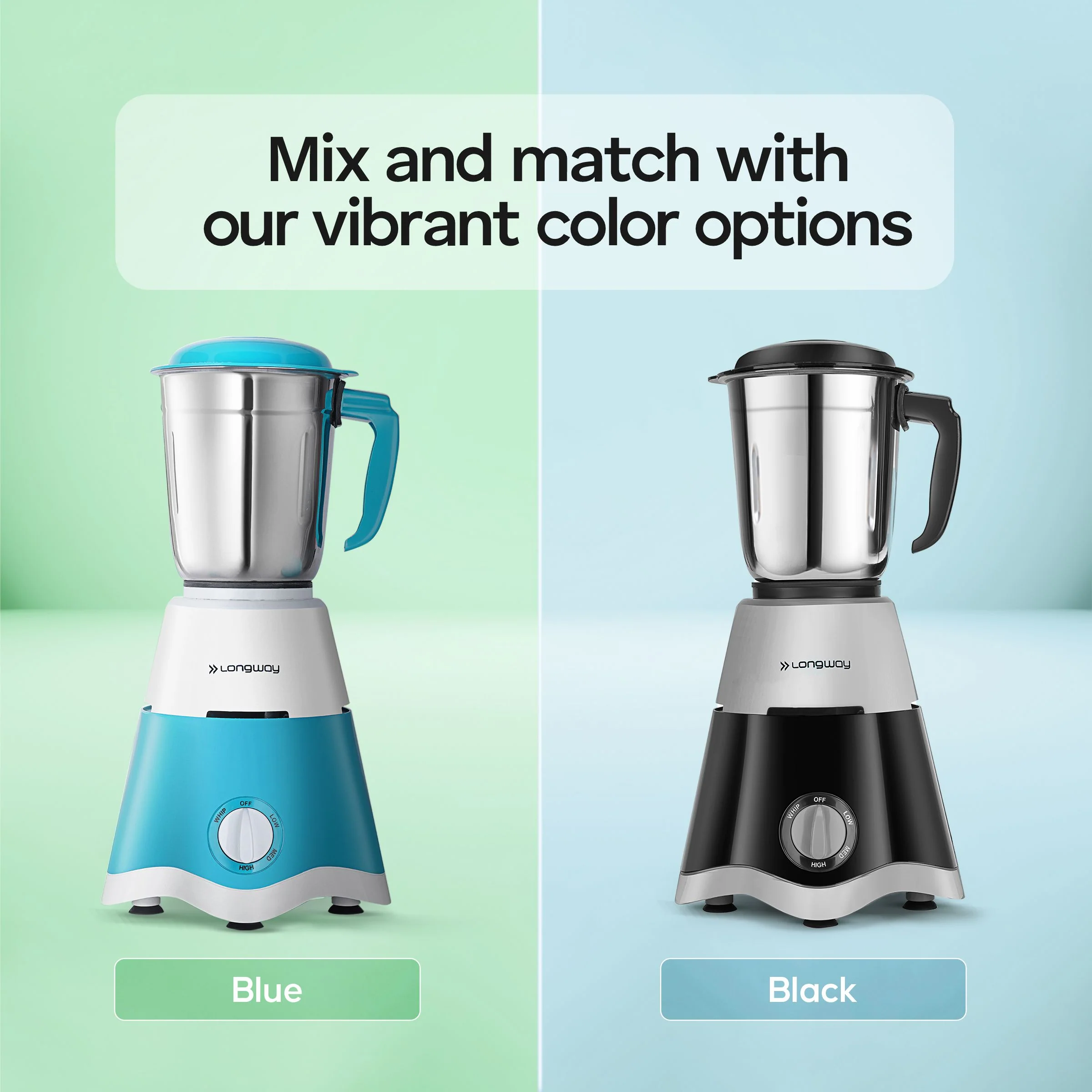 Longway Super Dlx Juicer Mixer Grinder | Up to 750 Watt Powerful Motor | 4 Jars for Grinding, Mixing, Juicing | 2 Year Warranty | Blue & White - Image 7