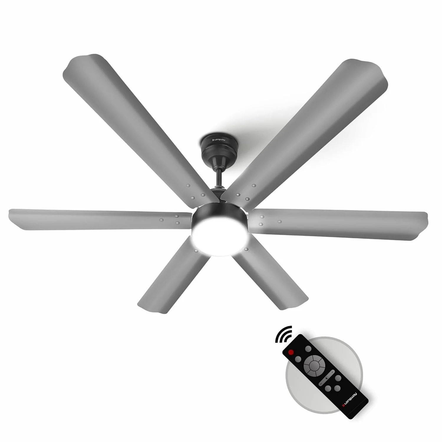 Longway Luxair 1200 mm BLDC Ceiling Fan with Remote Control & LED Light | BEE 5 Star Rated Energy Efficient | Ultra High Speed 6 Blade Anti-Dust Decorative Ceiling Fan | 5 Years Warranty (Smoked Cedar, Pack of 1) - Image 6