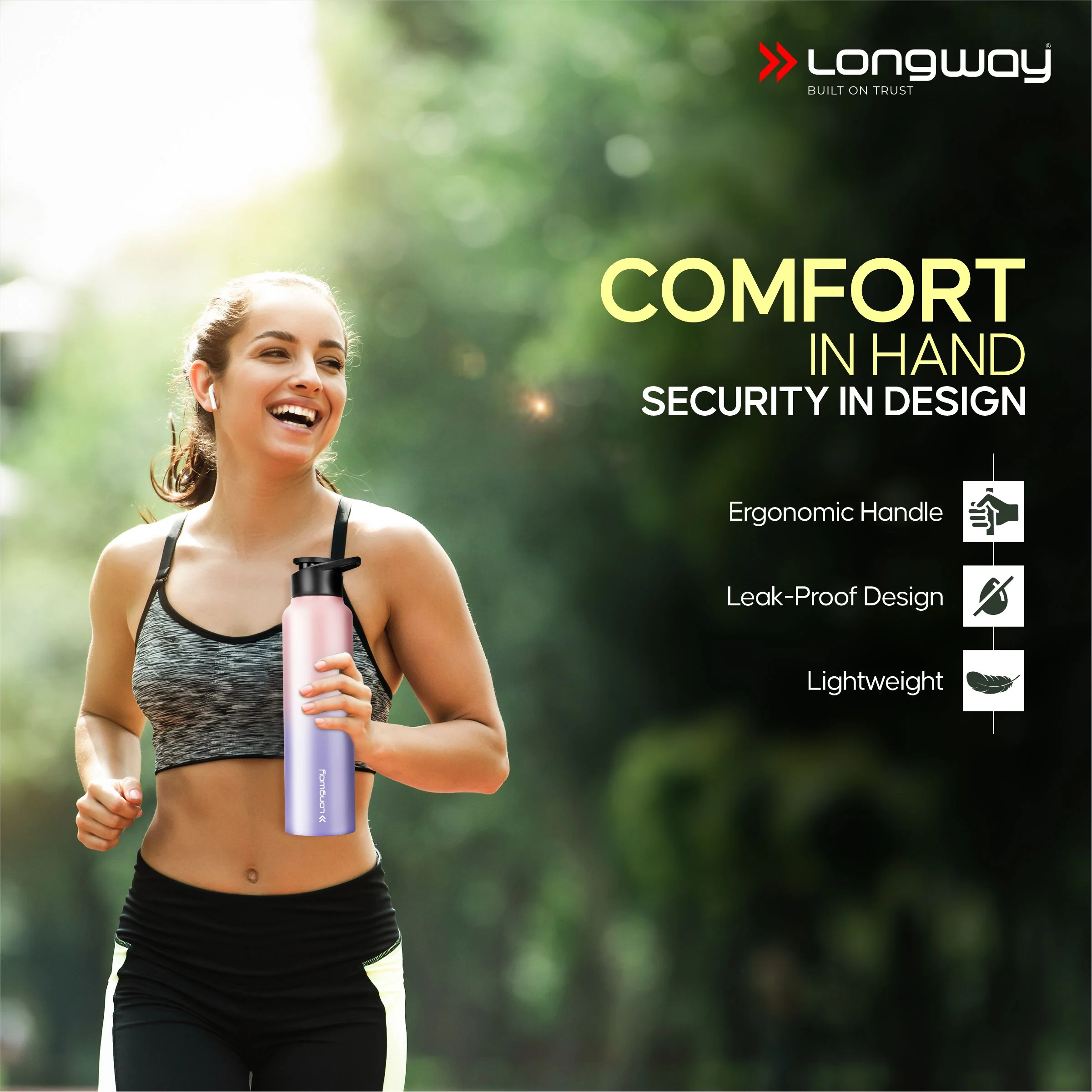 Longway Rush 1 Ltr Stainless Steel Water Bottle | Leak-Proof & Rust-Free Design | Perfect for School, Office, Home, Gym, Travel & Ideal for Men, Women & Kids (1000 ml, Aqua-Rose) - Image 12