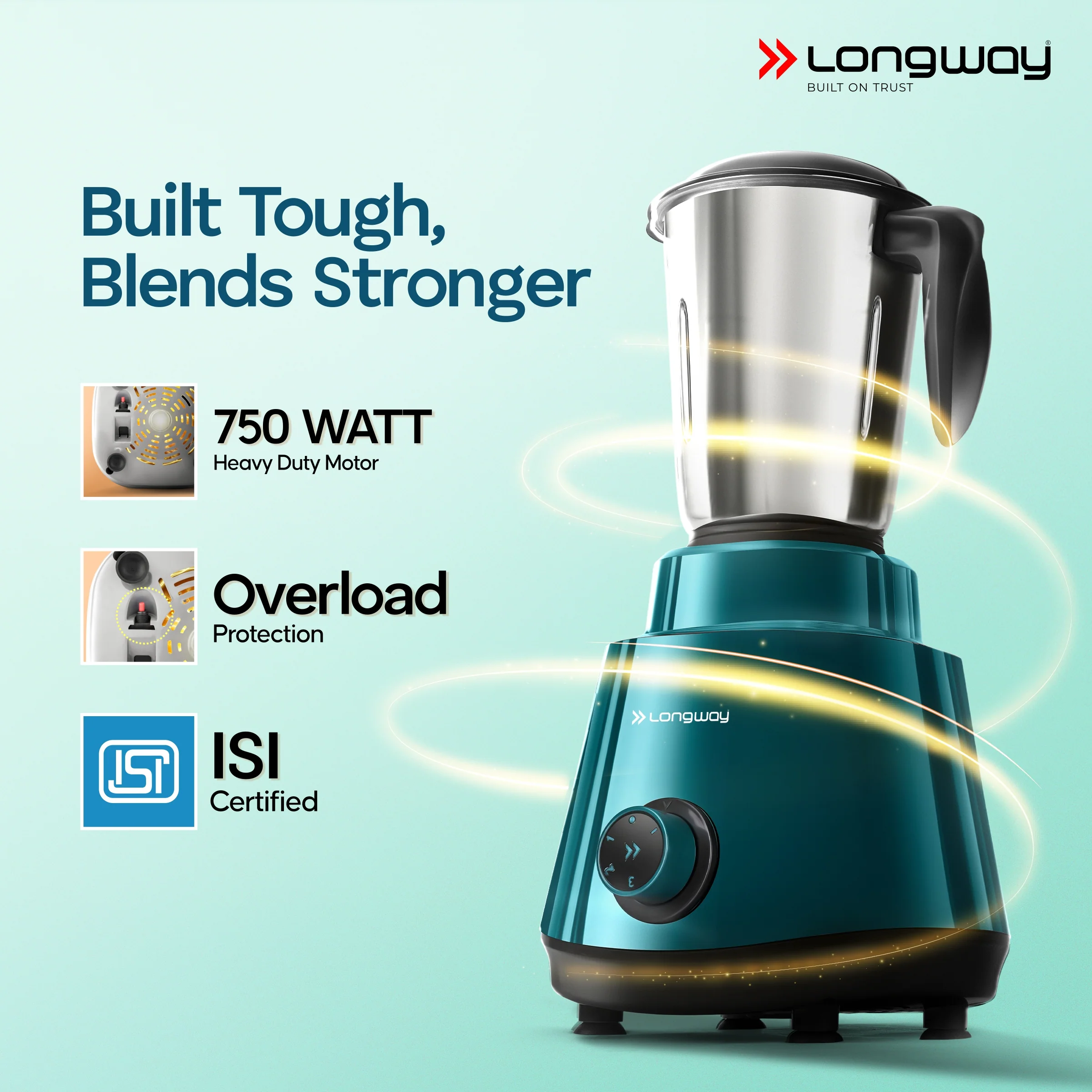 Longway Super Pro Juicer Mixer Grinder | Up to 700 - 750 Watt Powerful Motor | for Grinding, Mixing, Juicing | 2 Year Warranty - Image 12