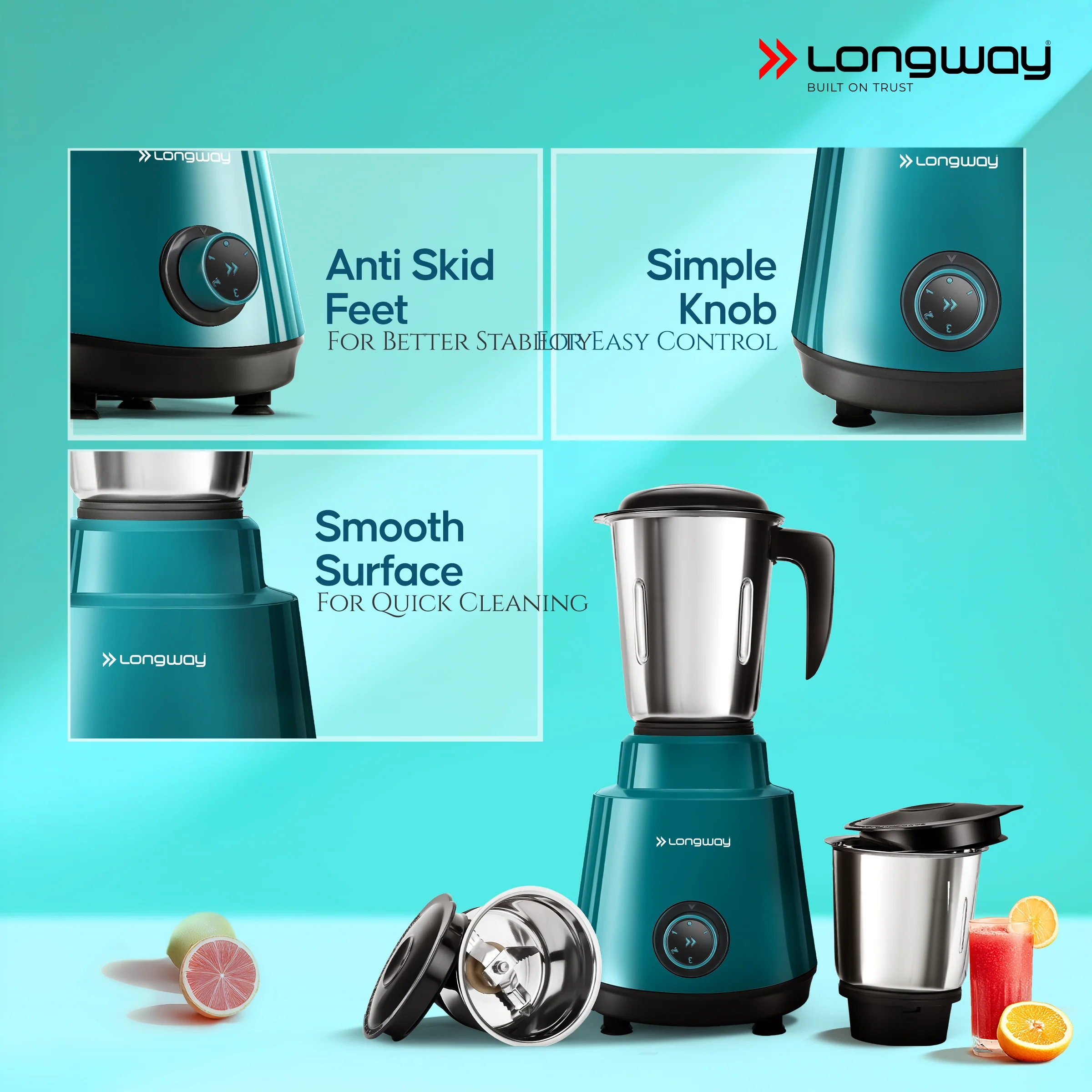 Longway Super Pro Juicer Mixer Grinder | Up to 700 - 750 Watt Powerful Motor | for Grinding, Mixing, Juicing | 2 Year Warranty - Image 16