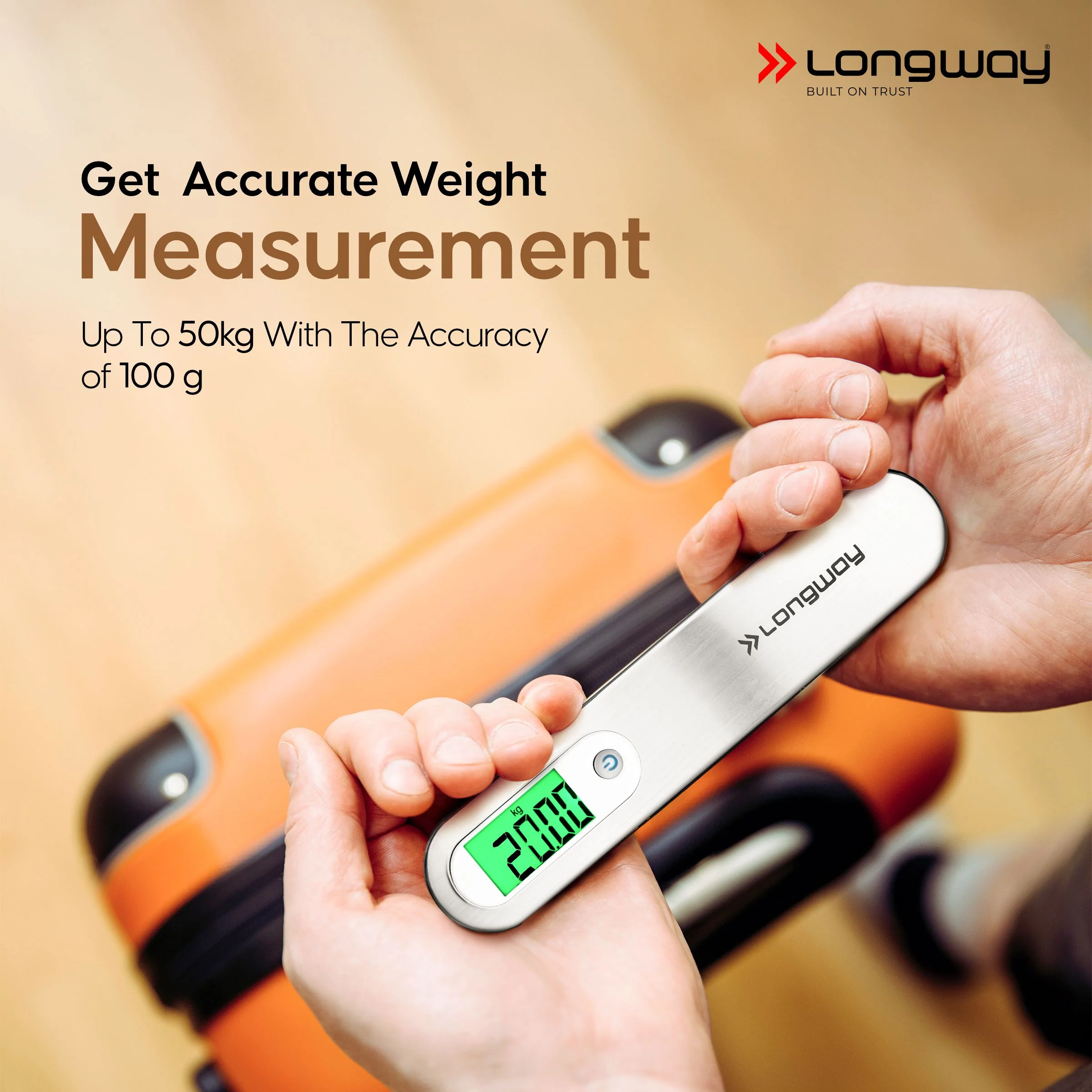 Longway Traveltare Digital Portable Luggage Weighing Scale | Up to 50 Kg Capacity | LCD Display for Accurate Measurements | Lifetime Replacement | Weighing Scale for Home, Travel, Flights & Bags (Silver, 50 kg) - Image 3