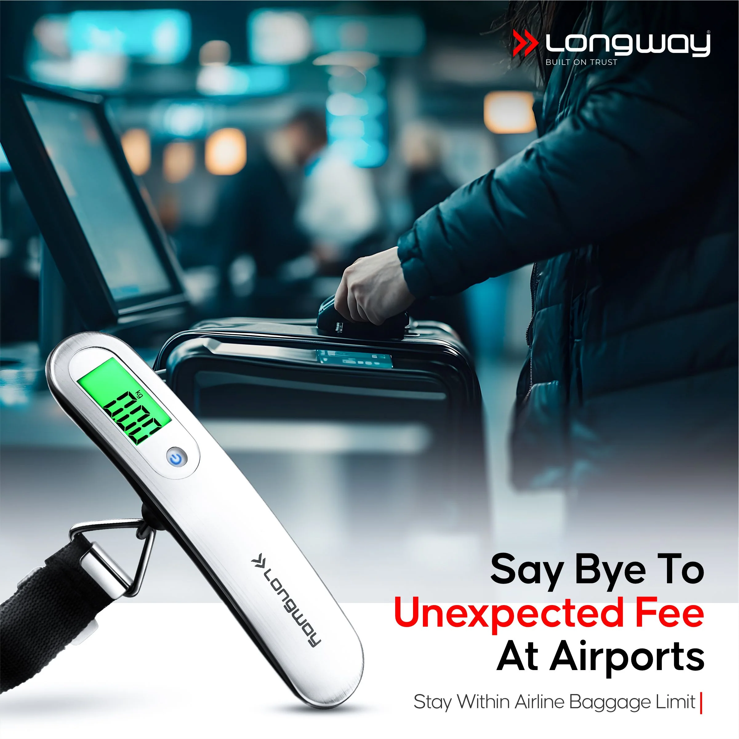 Longway Traveltare Digital Portable Luggage Weighing Scale | Up to 50 Kg Capacity | LCD Display for Accurate Measurements | Lifetime Replacement | Weighing Scale for Home, Travel, Flights & Bags (Silver, 50 kg) - Image 5