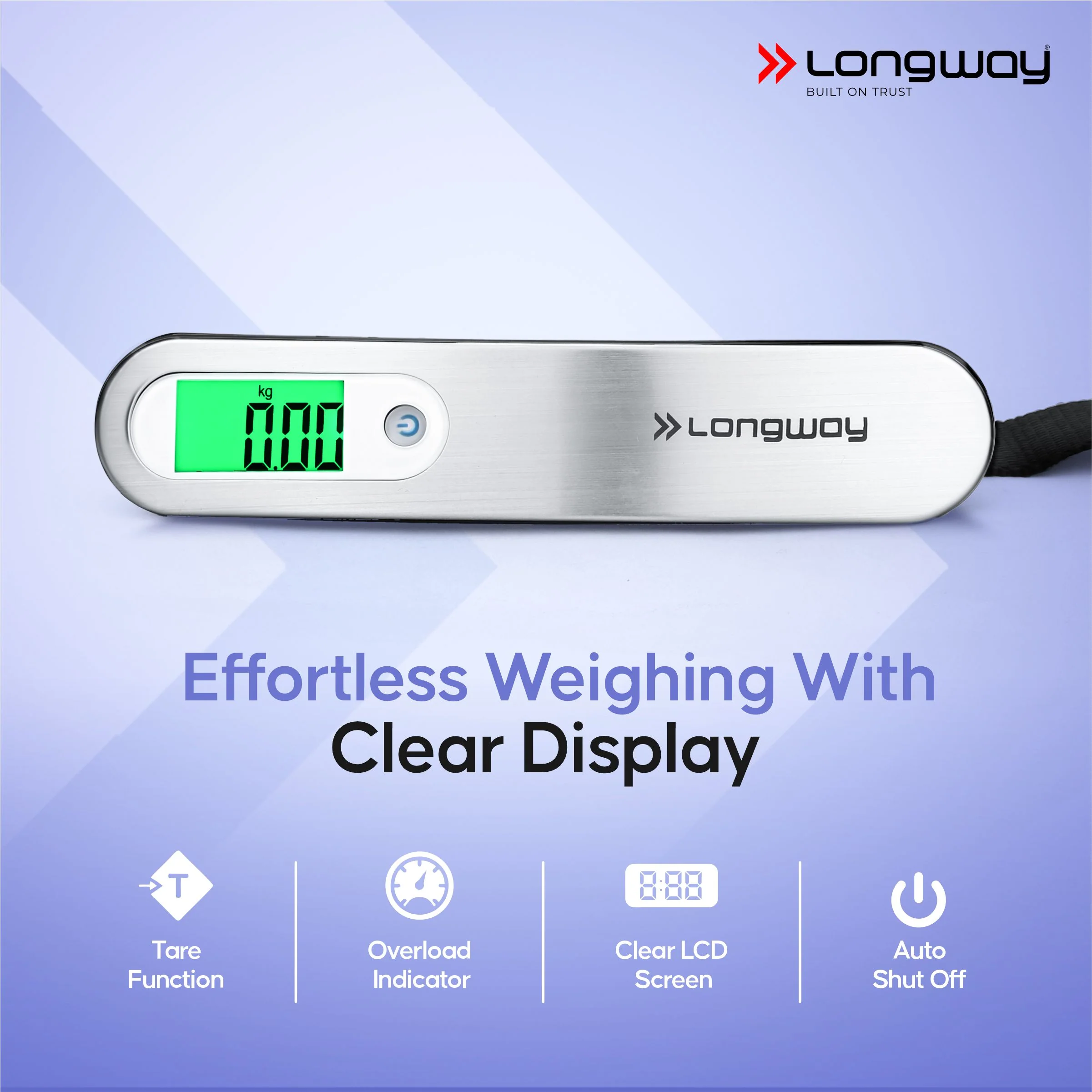 Longway Traveltare Digital Portable Luggage Weighing Scale | Up to 50 Kg Capacity | LCD Display for Accurate Measurements | Lifetime Replacement | Weighing Scale for Home, Travel, Flights & Bags (Silver, 50 kg) - Image 6