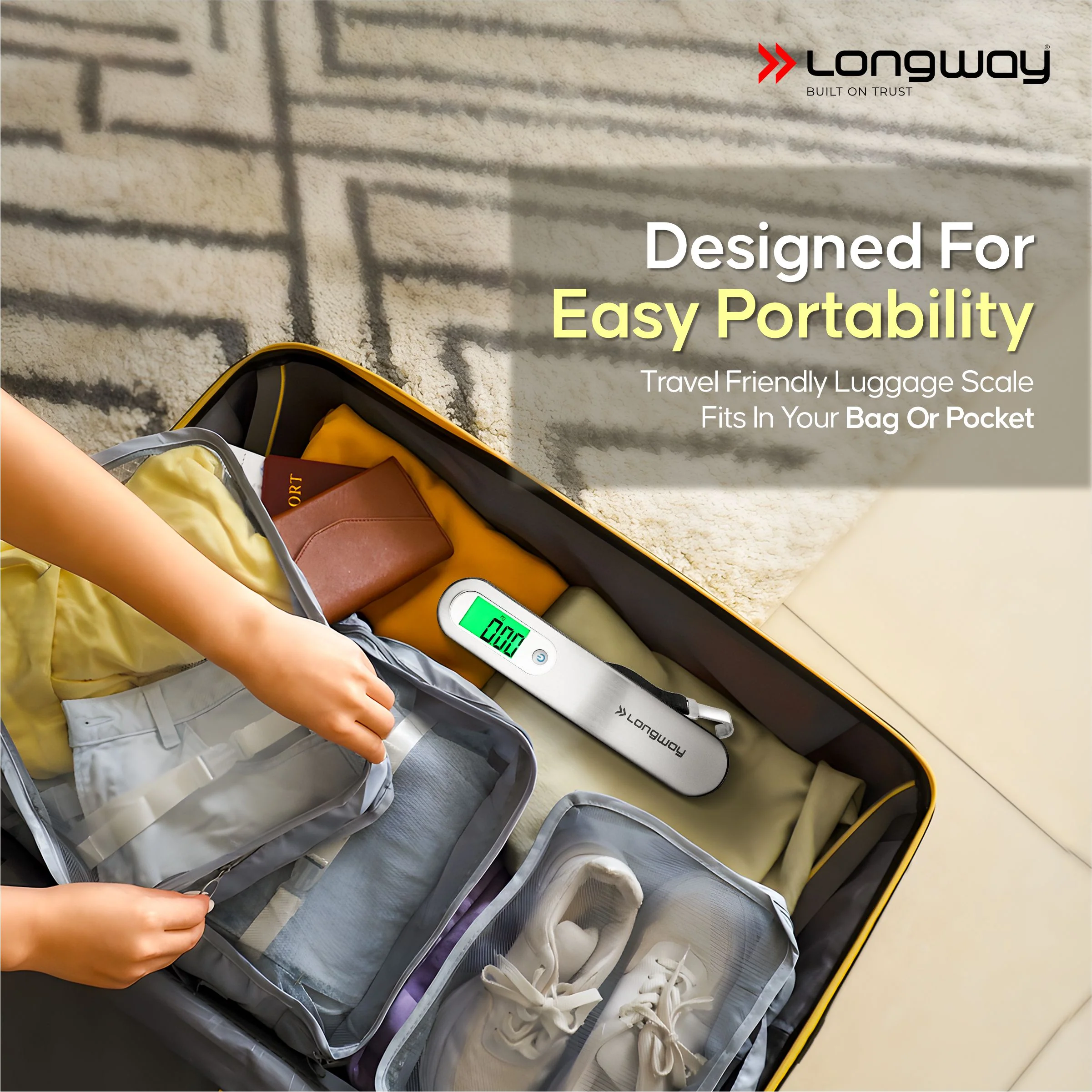 Longway Traveltare Digital Portable Luggage Weighing Scale | Up to 50 Kg Capacity | LCD Display for Accurate Measurements | Lifetime Replacement | Weighing Scale for Home, Travel, Flights & Bags (Silver, 50 kg) - Image 7