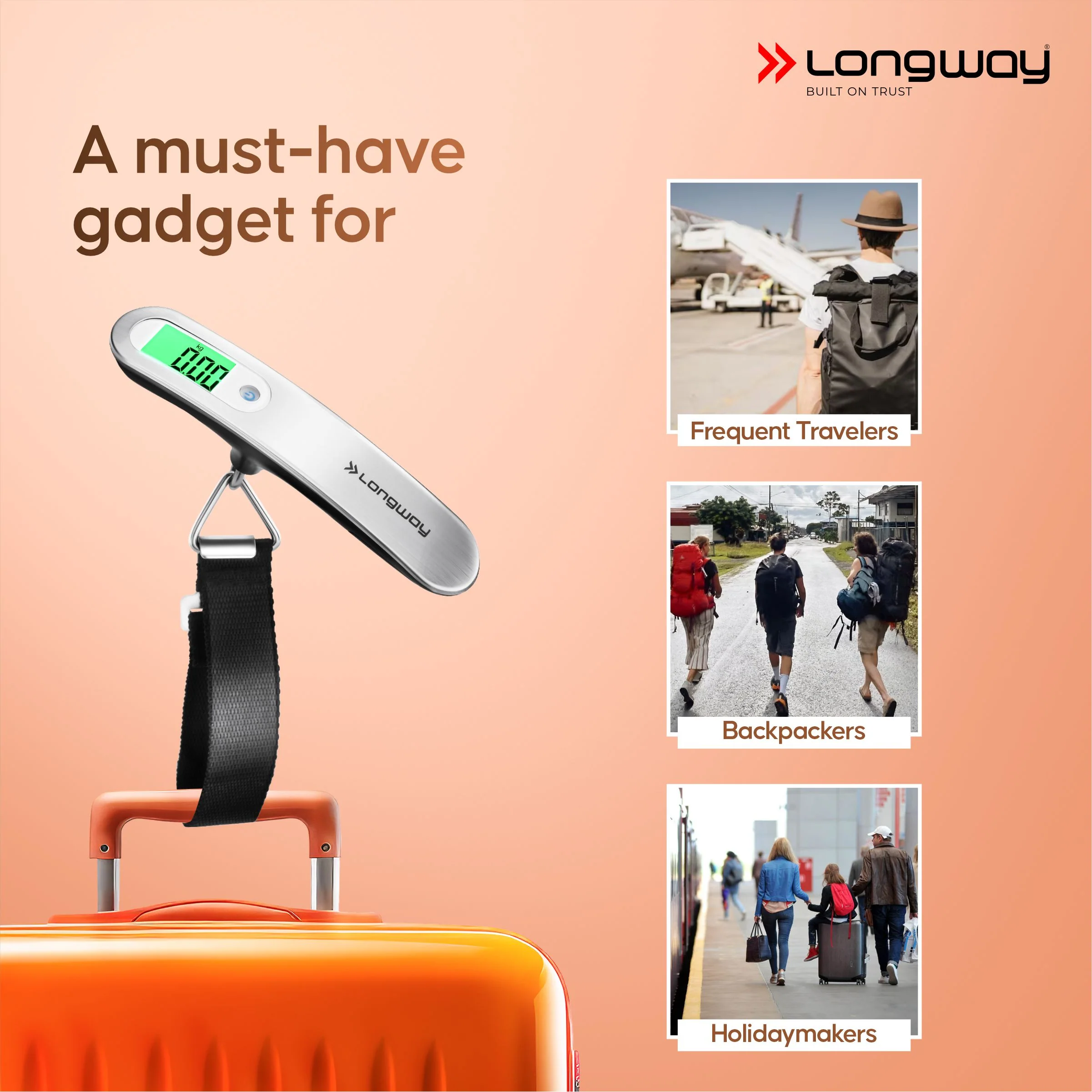 Longway Traveltare Digital Portable Luggage Weighing Scale | Up to 50 Kg Capacity | LCD Display for Accurate Measurements | Lifetime Replacement | Weighing Scale for Home, Travel, Flights & Bags (Silver, 50 kg) - Image 9