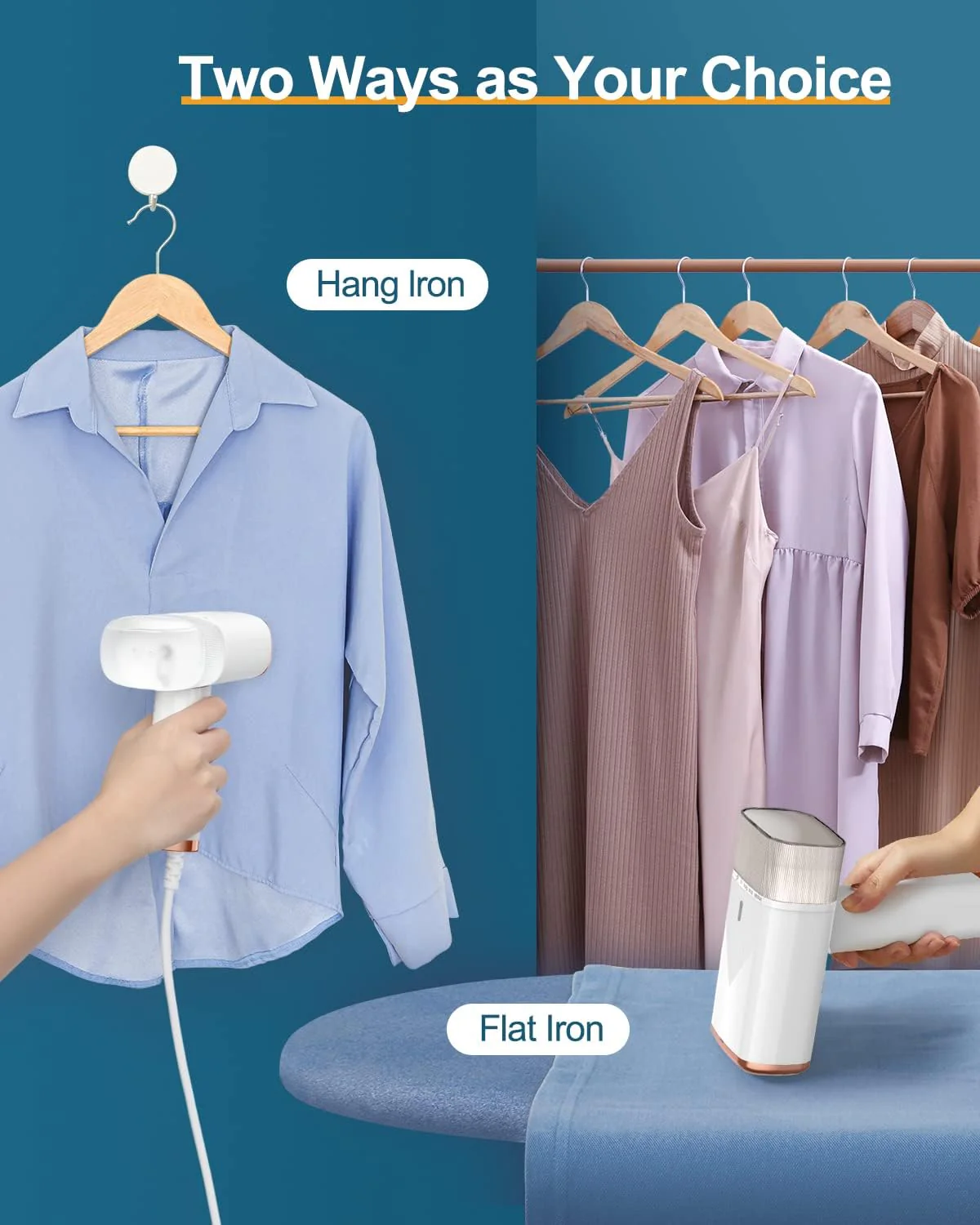 Longway Turbo 1000W Garment Steamer for Clothes | Foldable, Leak Proof, 248°F Steam with Fabric Brush & 120ml Water Tank | Powerful Steamer for Clothes (White) - Image 4