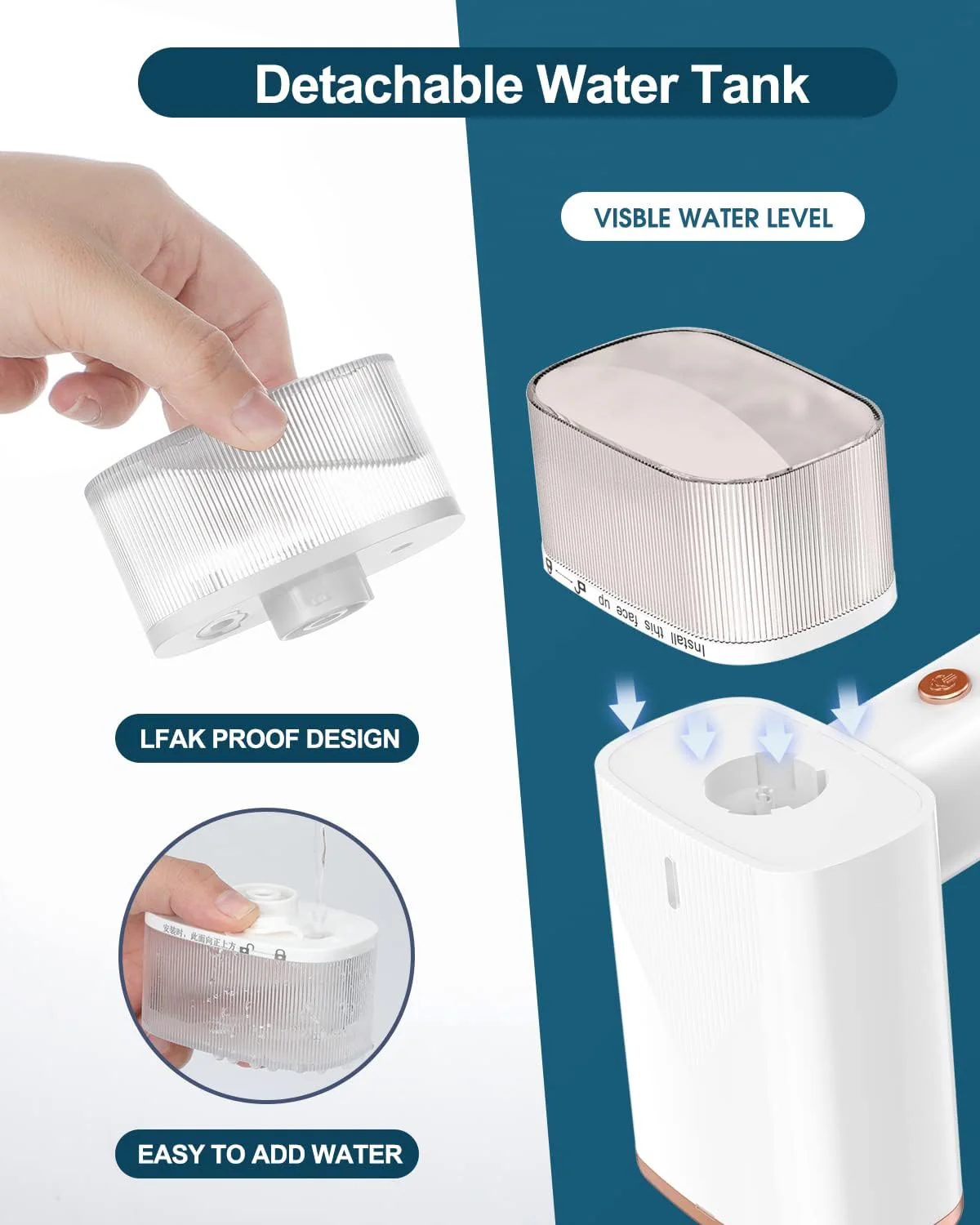 Longway Turbo 1000W Garment Steamer for Clothes | Foldable, Leak Proof, 248°F Steam with Fabric Brush & 120ml Water Tank | Powerful Steamer for Clothes (White) - Image 5