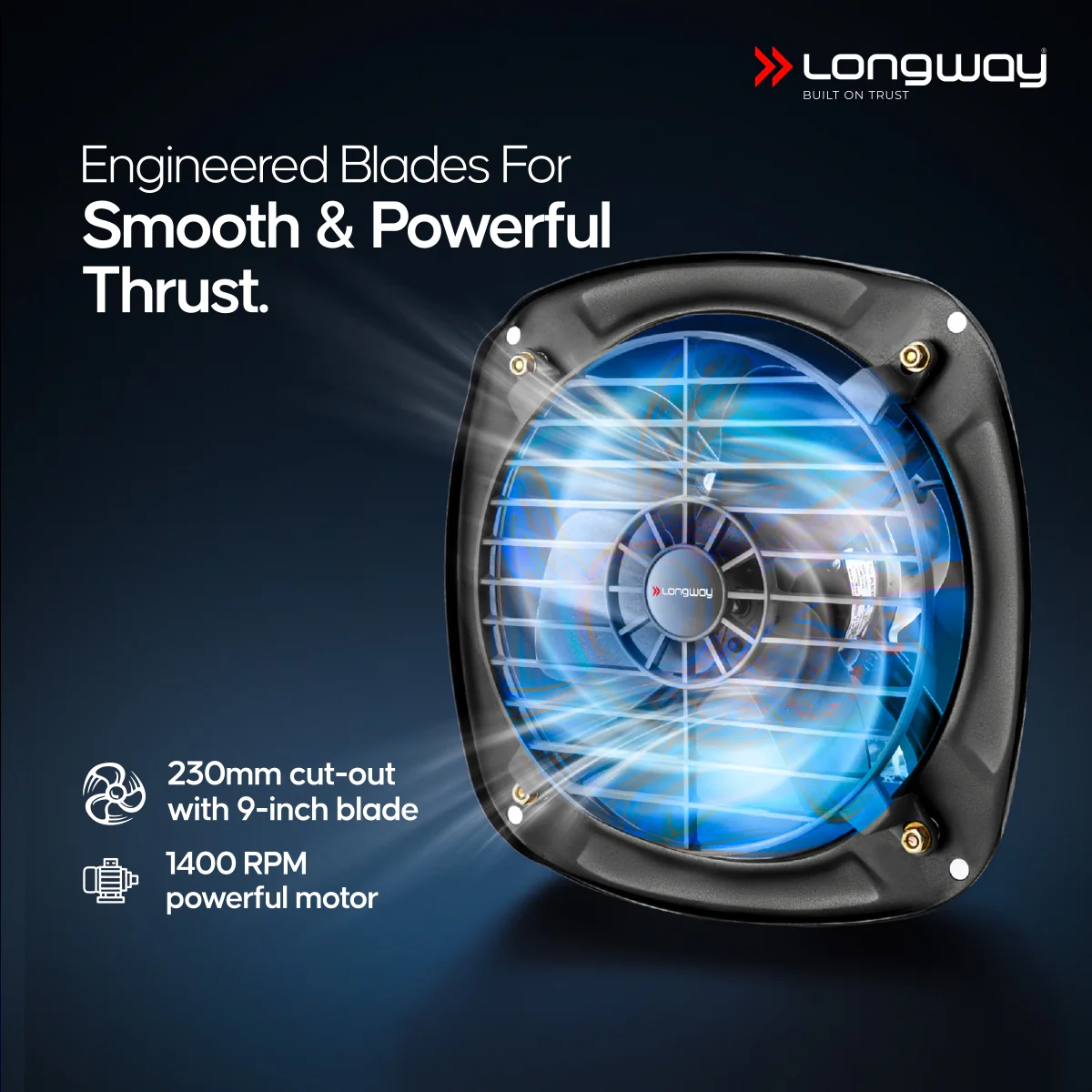 Longway Ventilo Energy Efficient Exhaust Fan | High Speed Powerful Motor | Low Noise Operation & Easy to Clean | Suitable for Bathroom, Kitchen, Office | 2 Years Warranty (Marble Black) - Image 3