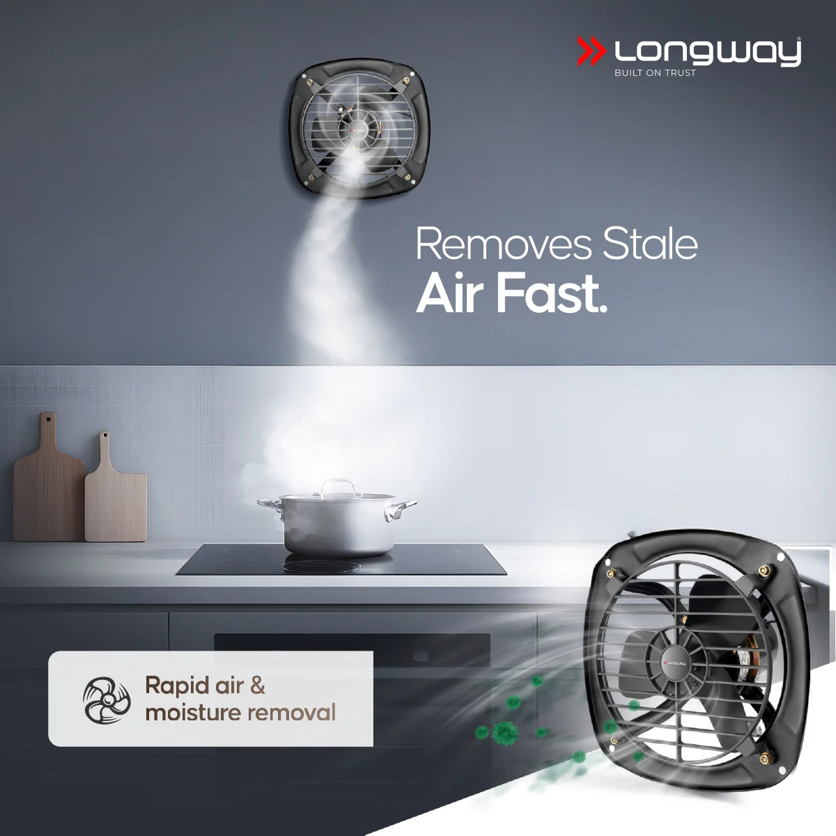 Longway Ventilo Energy Efficient Exhaust Fan | High Speed Powerful Motor | Low Noise Operation & Easy to Clean | Suitable for Bathroom, Kitchen, Office | 2 Years Warranty (Marble Black) - Image 5
