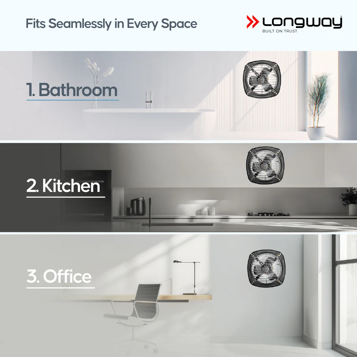 Longway Ventilo Energy Efficient Exhaust Fan | High Speed Powerful Motor | Low Noise Operation & Easy to Clean | Suitable for Bathroom, Kitchen, Office | 2 Years Warranty (Marble Black) - Image 8