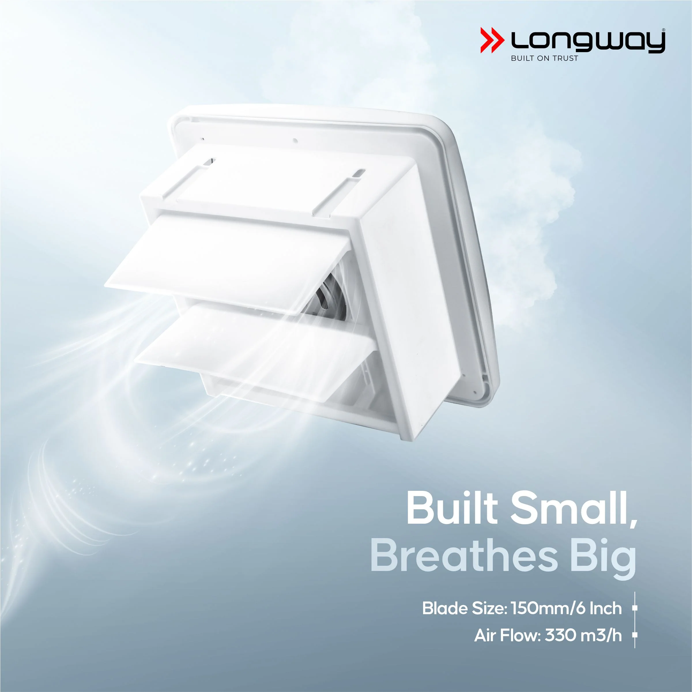 Longway Ventura 6 Inch 150 mm Energy Efficient Exhaust Fan | High Speed Powerful Motor | Noiseless Operation & Easy to Clean | Rust Proof with Anti Dust Shutters |Suitable for Bathroom, Kitchen, Office | 2 Years Warranty (White) - Image 3