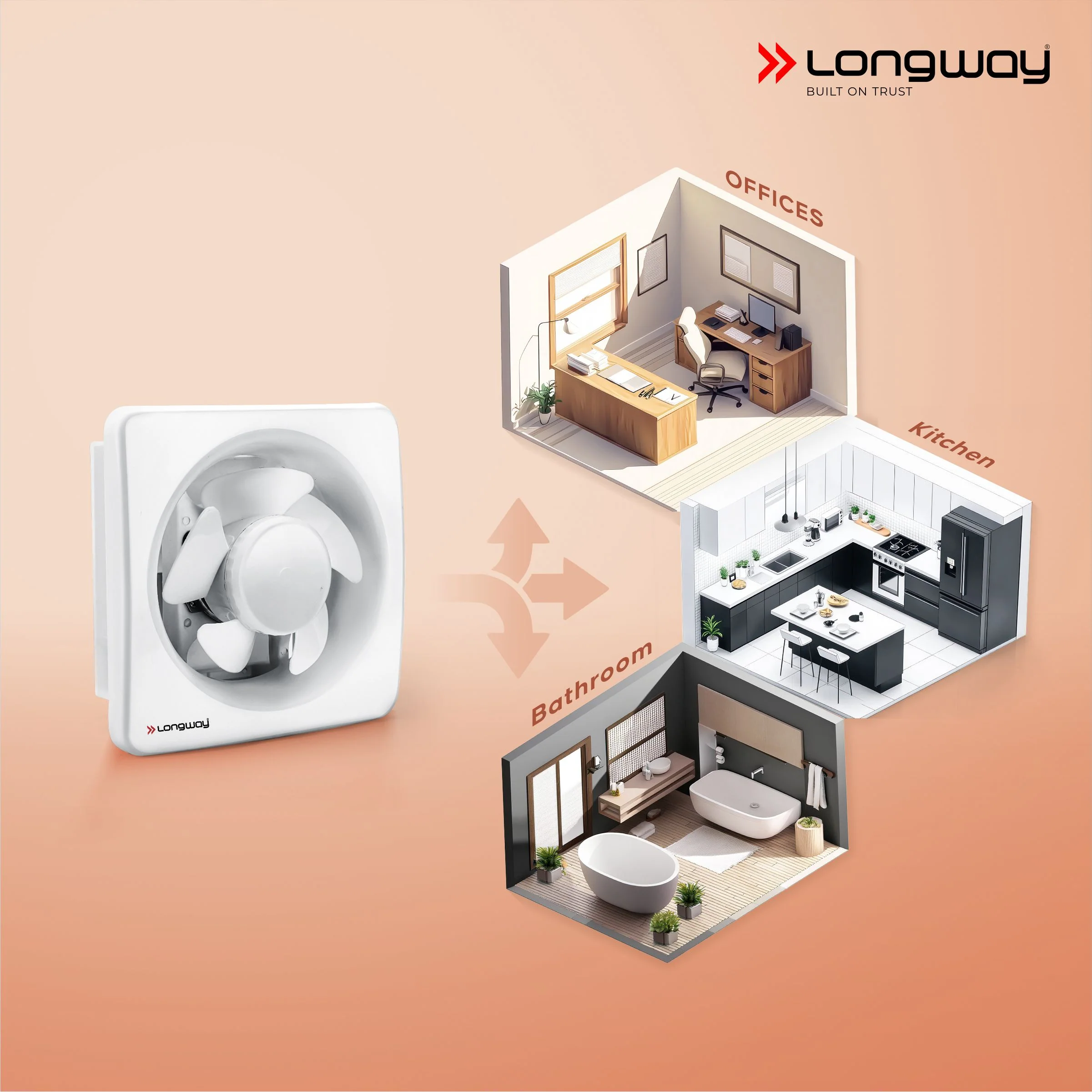 Longway Ventura 6 Inch 150 mm Energy Efficient Exhaust Fan | High Speed Powerful Motor | Noiseless Operation & Easy to Clean | Rust Proof with Anti Dust Shutters |Suitable for Bathroom, Kitchen, Office | 2 Years Warranty (White) - Image 8