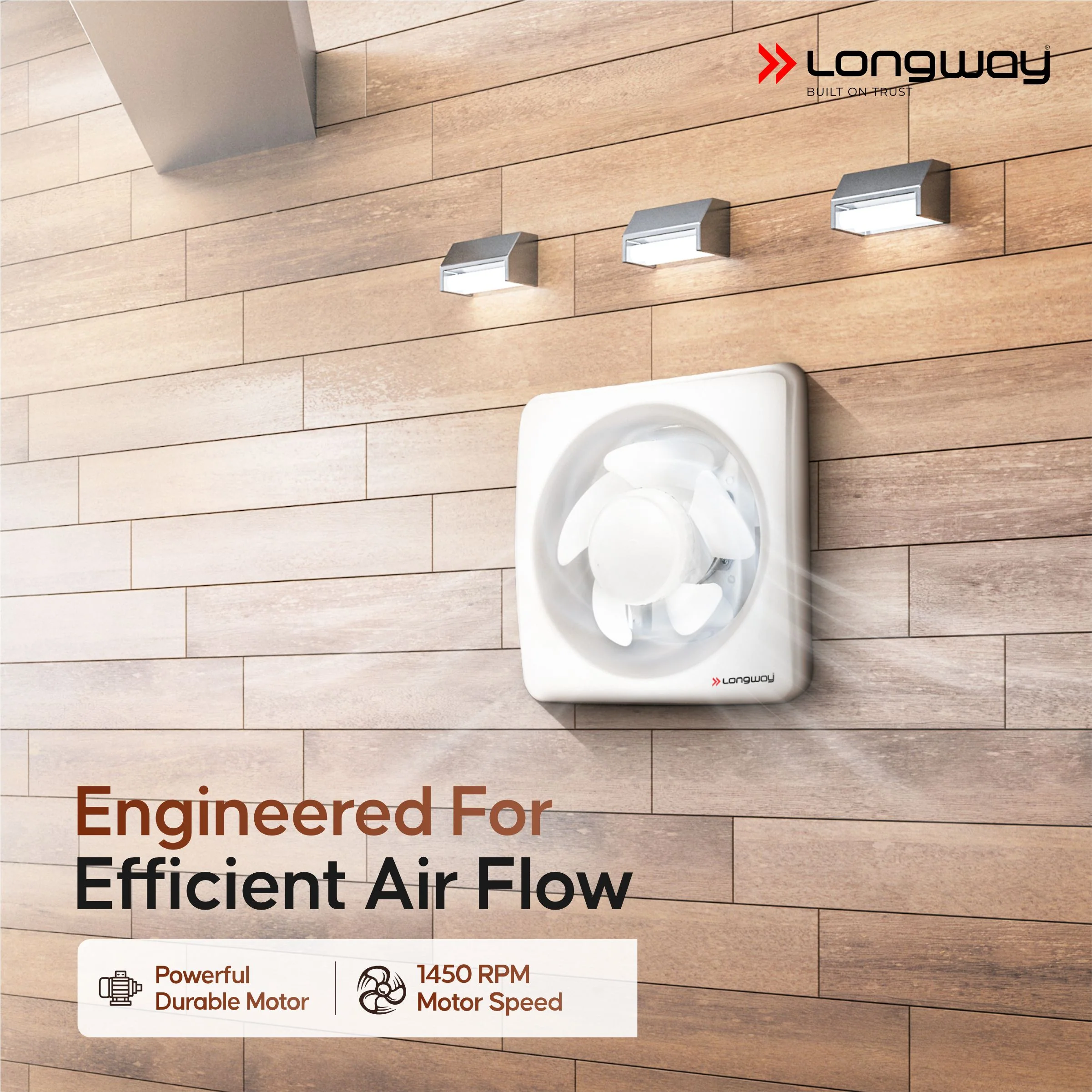 Longway Ventura 8 Inch 200 mm Energy Efficient Exhaust Fan | High Speed Powerful Motor | Noiseless Operation & Easy to Clean | Rust Proof with Anti Dust Shutters |Suitable for Bathroom, Kitchen, Office | 2 Years Warranty (White) - Image 4