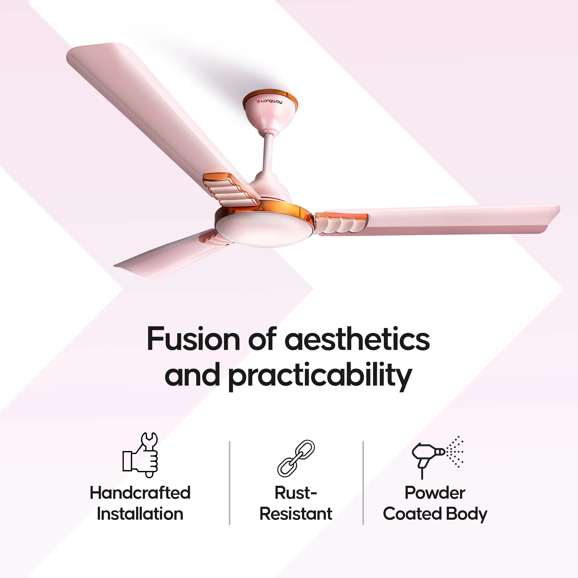 Longway Wave P2 1200 mm/48 inch 400 RPM Ultra High Speed 3 Blade Star Rated Anti-Dust Decorative Ceiling Fan (Pack of 2) - Image 7