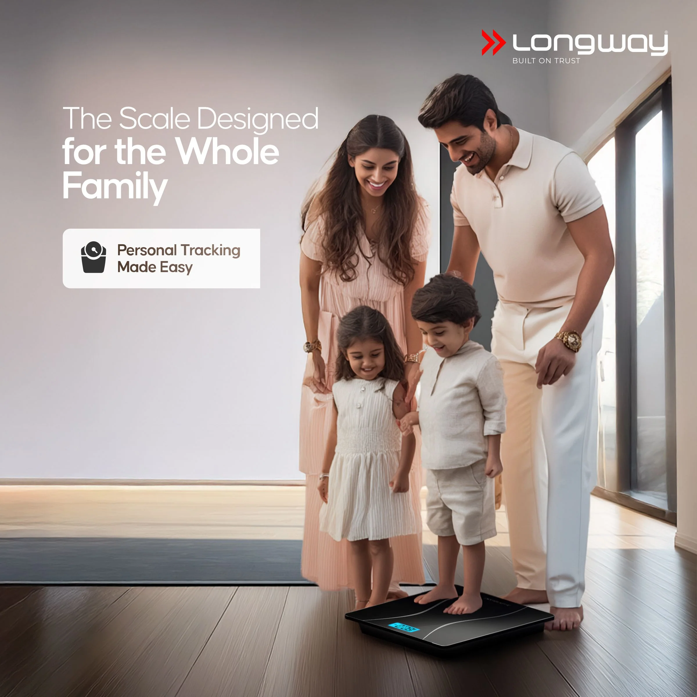 Longway Weight Machine for Home | Digital Bathroom Scale for Human Body Weight Measurement | Extra Thick Tempered Glass with LCD Display (36 Months Warranty | Black | Max Weight 180Kgs | Aura) - Image 7