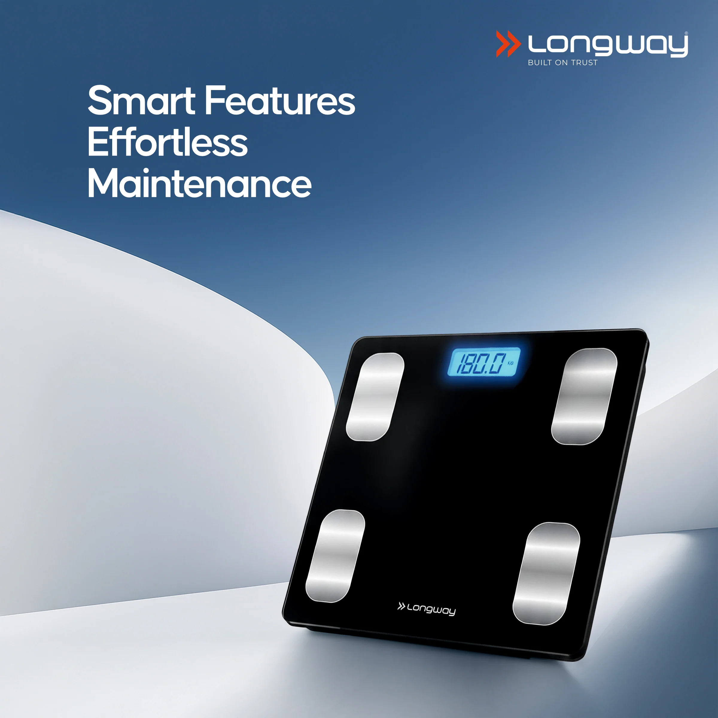 Longway Weight Machine for Home | Digital Bathroom Scale for Human Body Weight Measurement | Extra Thick Tempered Glass with LCD Display (36 Months Warranty | Black | Max Weight 180Kgs | Core) - Image 8