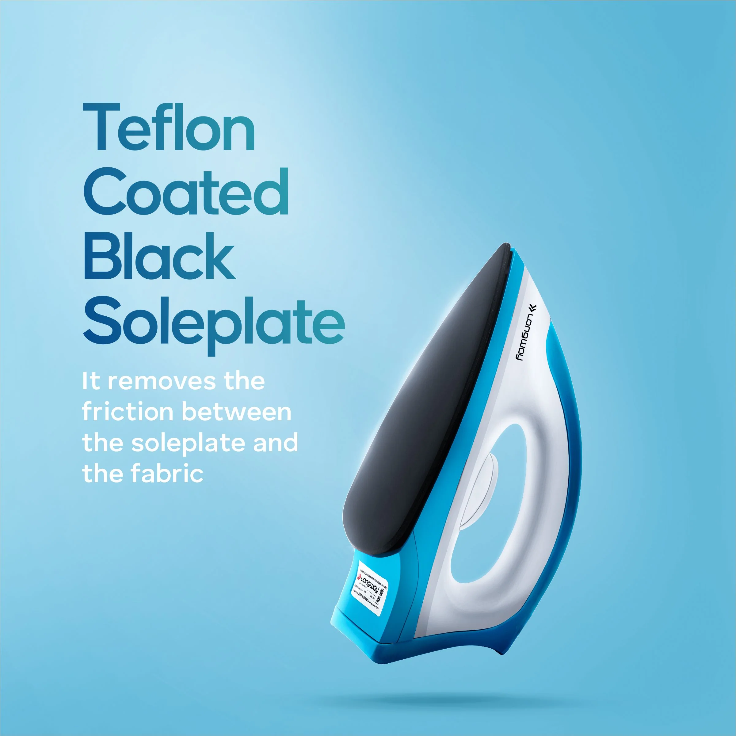 Longway Super Dlx Mixer Grinder with Kwid 1100W Dry Iron | Up to 700 Watt Powerful Motor | 3 Jars for Grinding, Mixing, Juicing | 2 Years Warranty (Blue & White, Combo Offer) - Image 6