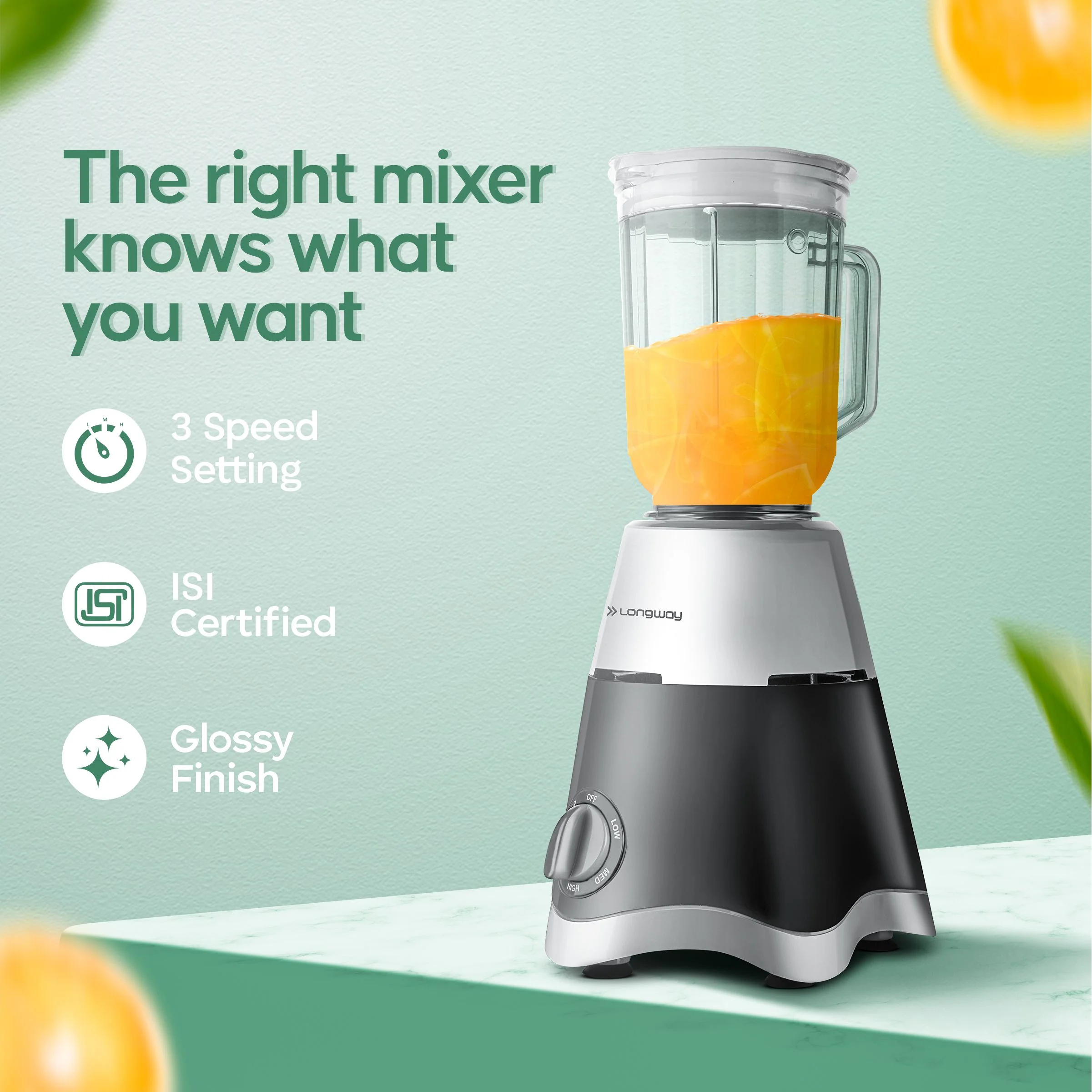 Longway Super Dlx Juicer Mixer Grinder | Up to 750 Watt Powerful Motor | 4 Jars for Grinding, Mixing, Juicing | 2 Years Warranty | Black & Gray - Image 3