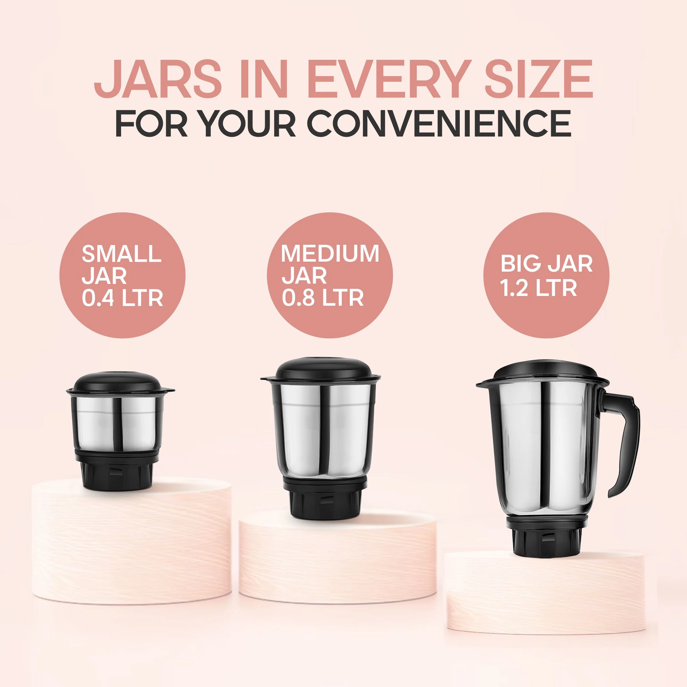 Longway Super Dlx Mixer Grinder | Up to 700 Watt Powerful Motor | 3 Jars for Grinding, Mixing, Juicing | 2 Years Warranty (Black & Gray, 3 Jars) - Image 9