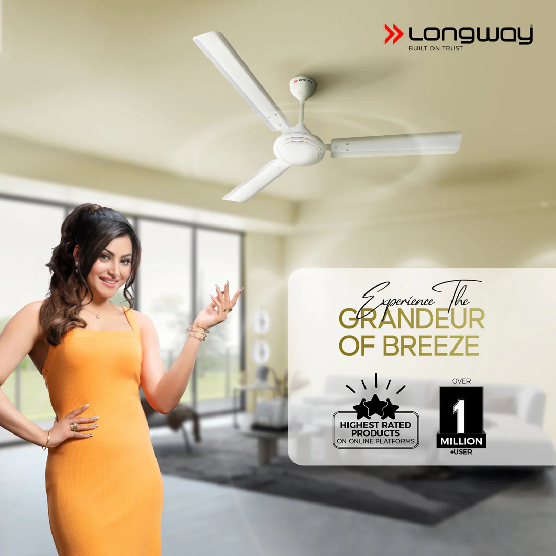 Longway Nexa P2 1200 mm/48 inch Ultra High Speed 3 Blade Anti-Dust Decorative Star Rated Ceiling Fan (Pack of 2) - Image 14