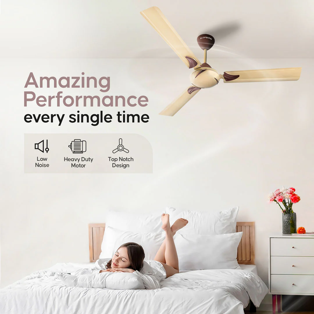 Longway Creta P1 1200 mm/48 inch Remote Controlled 3 Blade Anti-Dust Decorative Star Rated Ceiling Fan (Golden, Pack of 1) - Image 5